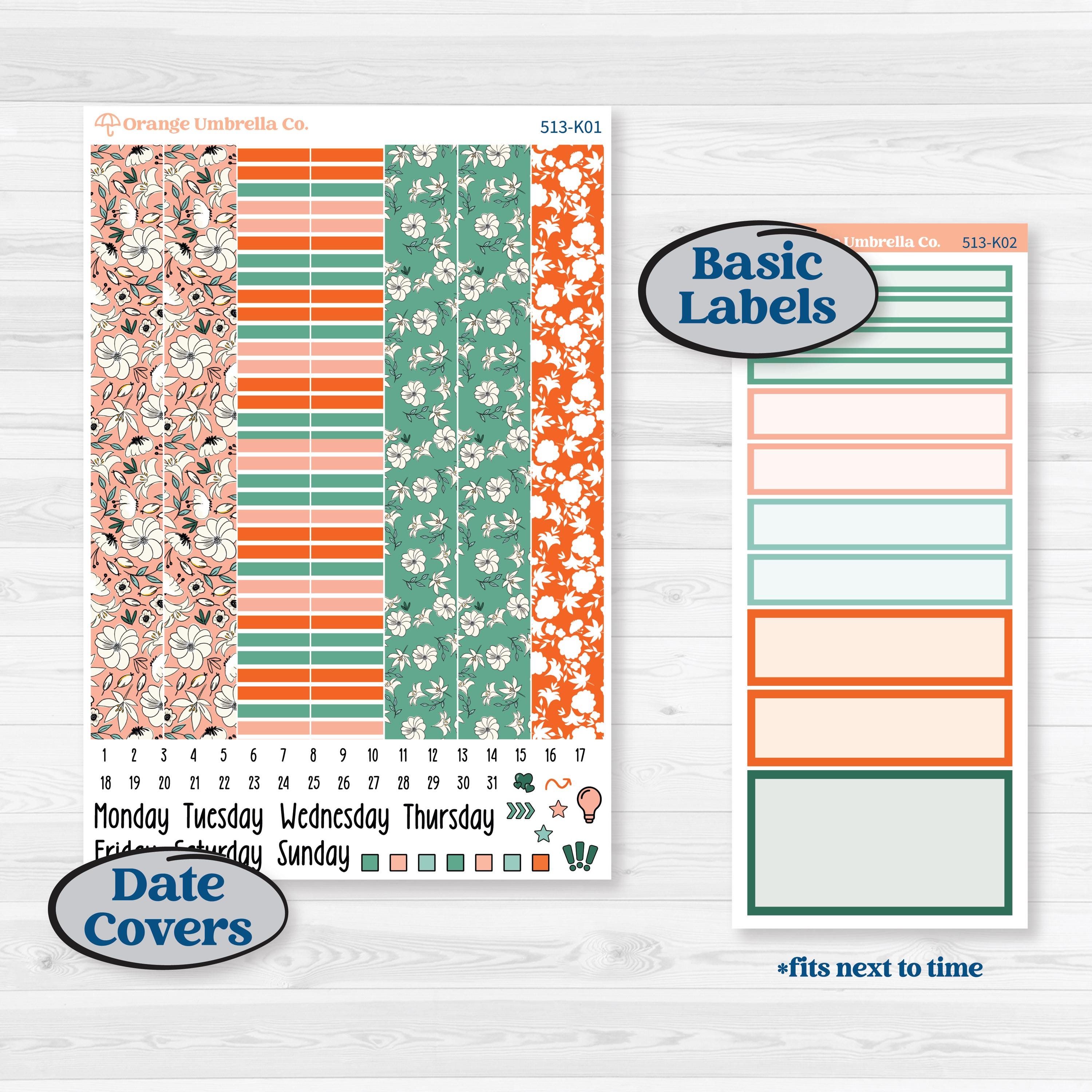 Playful March Florals | 7x9 Erin Condren Daily Duo Planner Kit Stickers | Millie | KIT-513-K