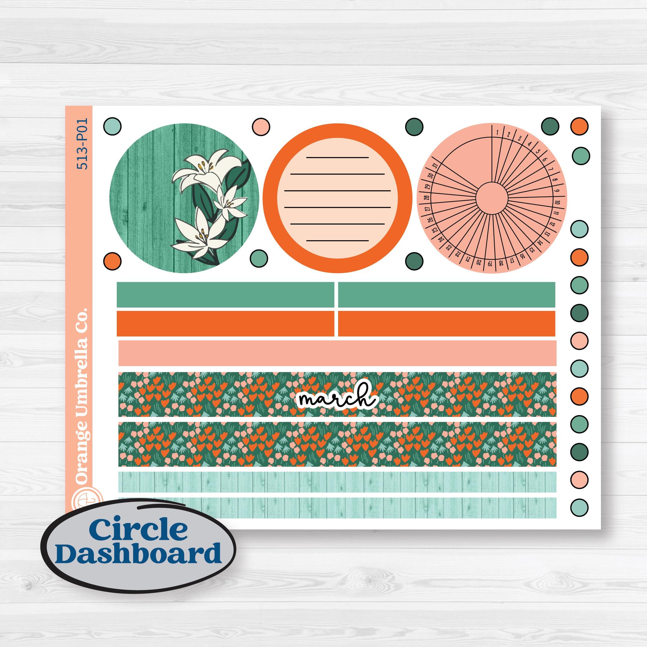 Playful March Florals | A5 Plum Monthly & Dashboard Planner Kit Stickers | Millie | KIT-513-P