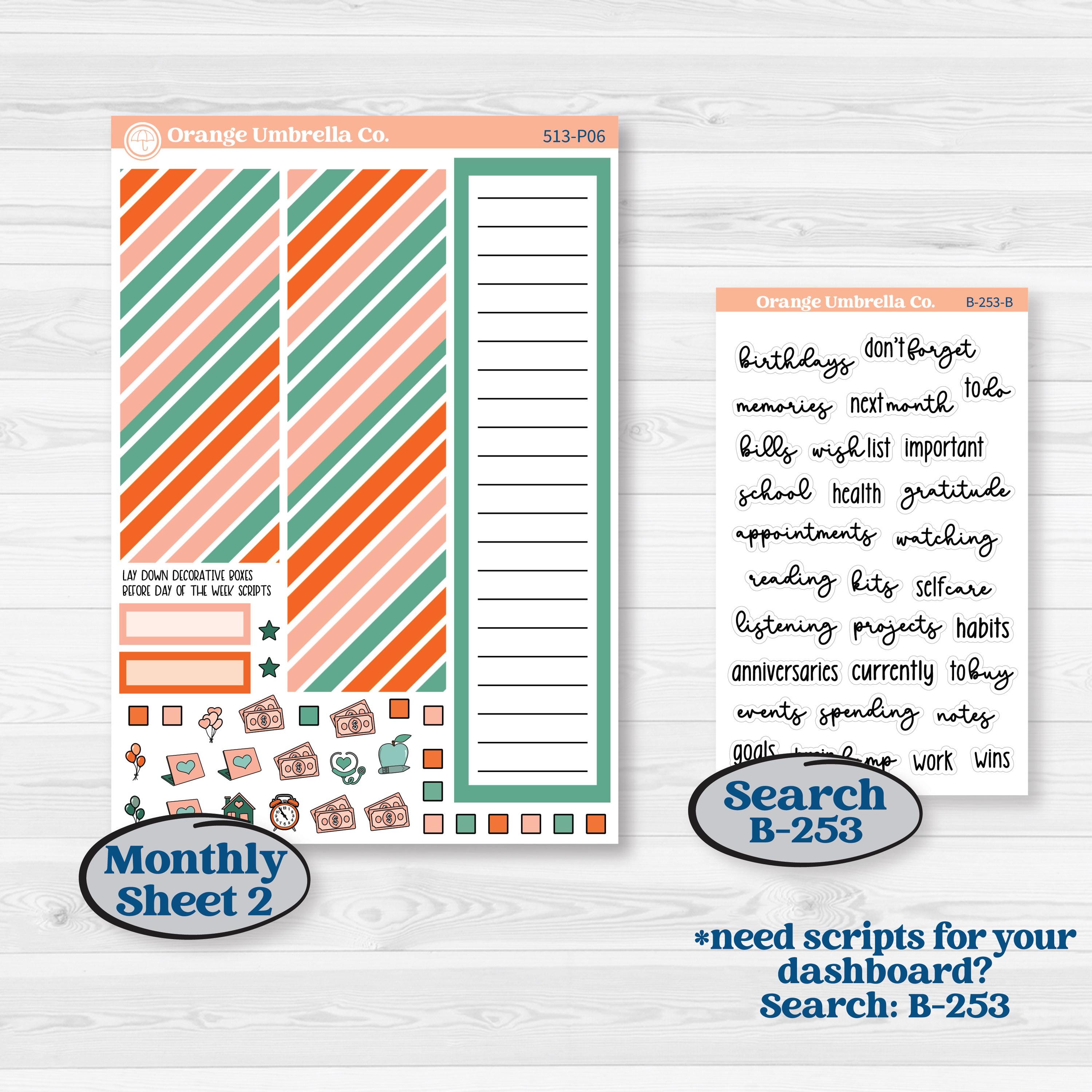 Playful March Florals | A5 Plum Monthly & Dashboard Planner Kit Stickers | Millie | KIT-513-P