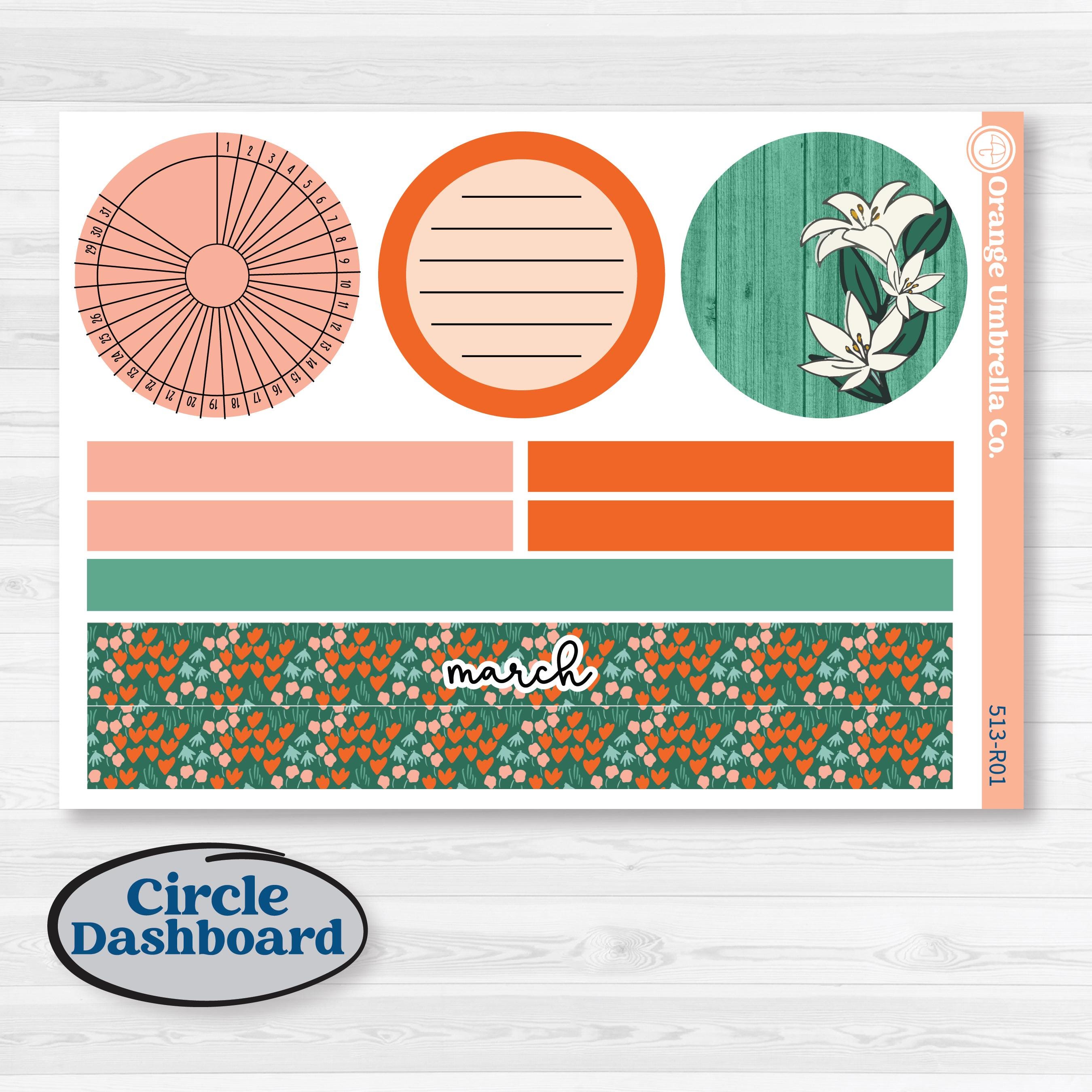Playful March Florals | 8.5x11 Plum Monthly & Dashboard Planner Kit Stickers | Millie | KIT-513-R
