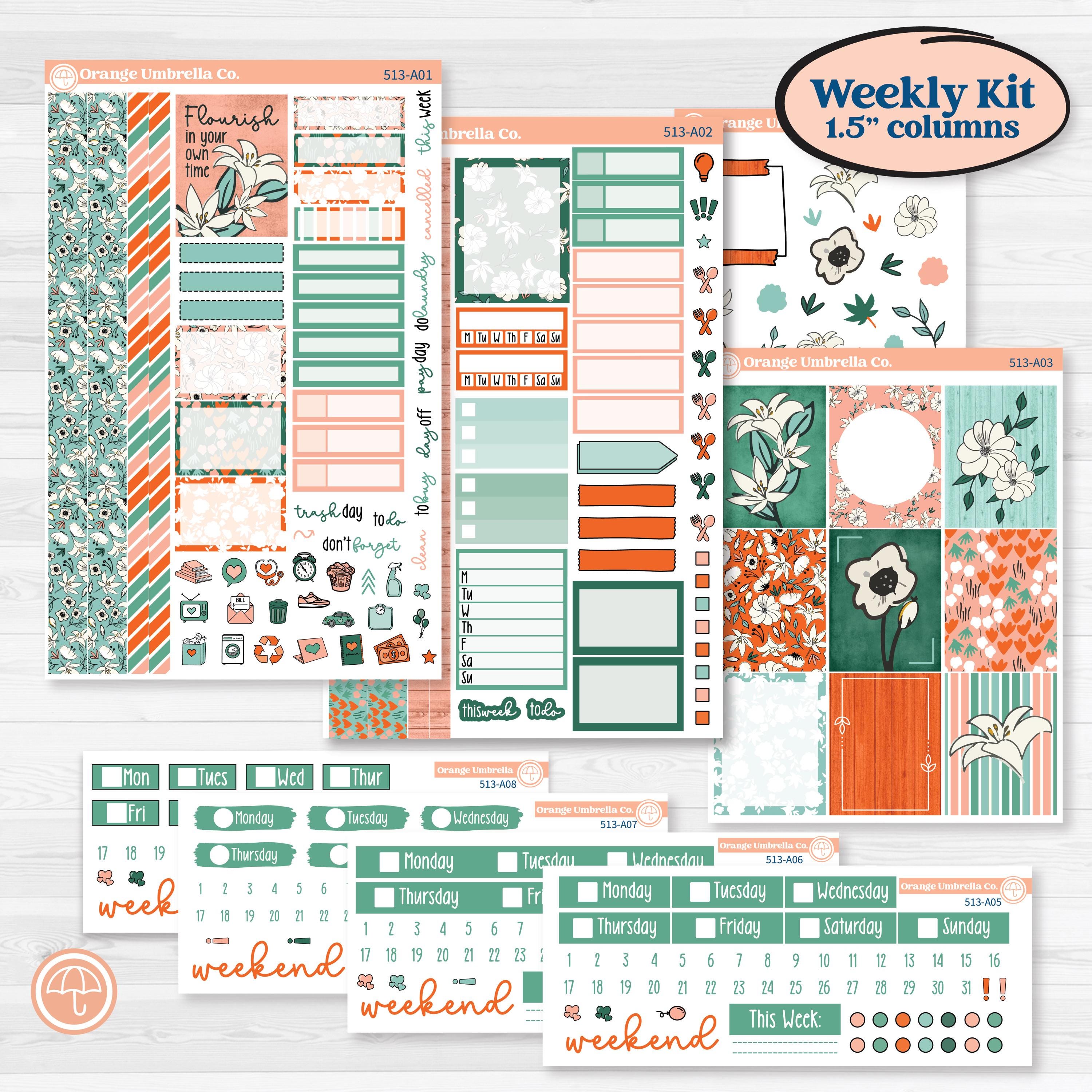 Playful March Florals | Weekly Sticker Kit for Vertical Planners like Erin Condren | Millie | KIT-513-A