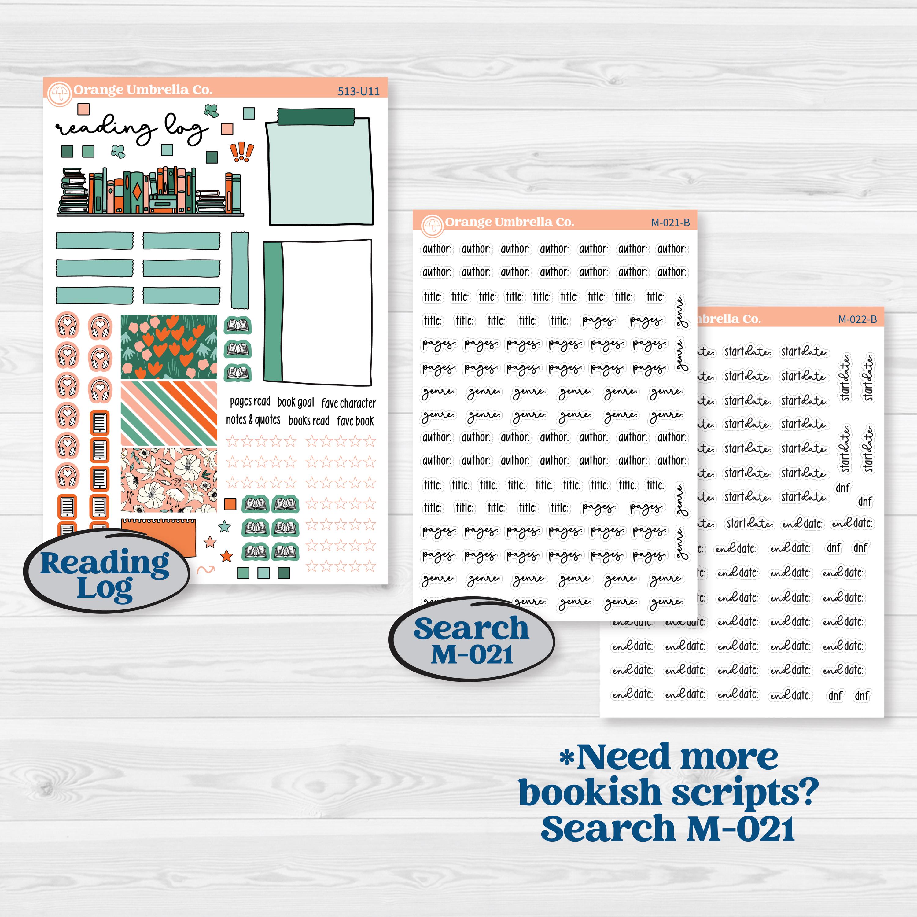 Playful March Florals | A5 or 7x9 Create Your Own Monthly or Dashboard Universal | Monthly & Reading Log Sticker Kit | Millie | KIT-513-U