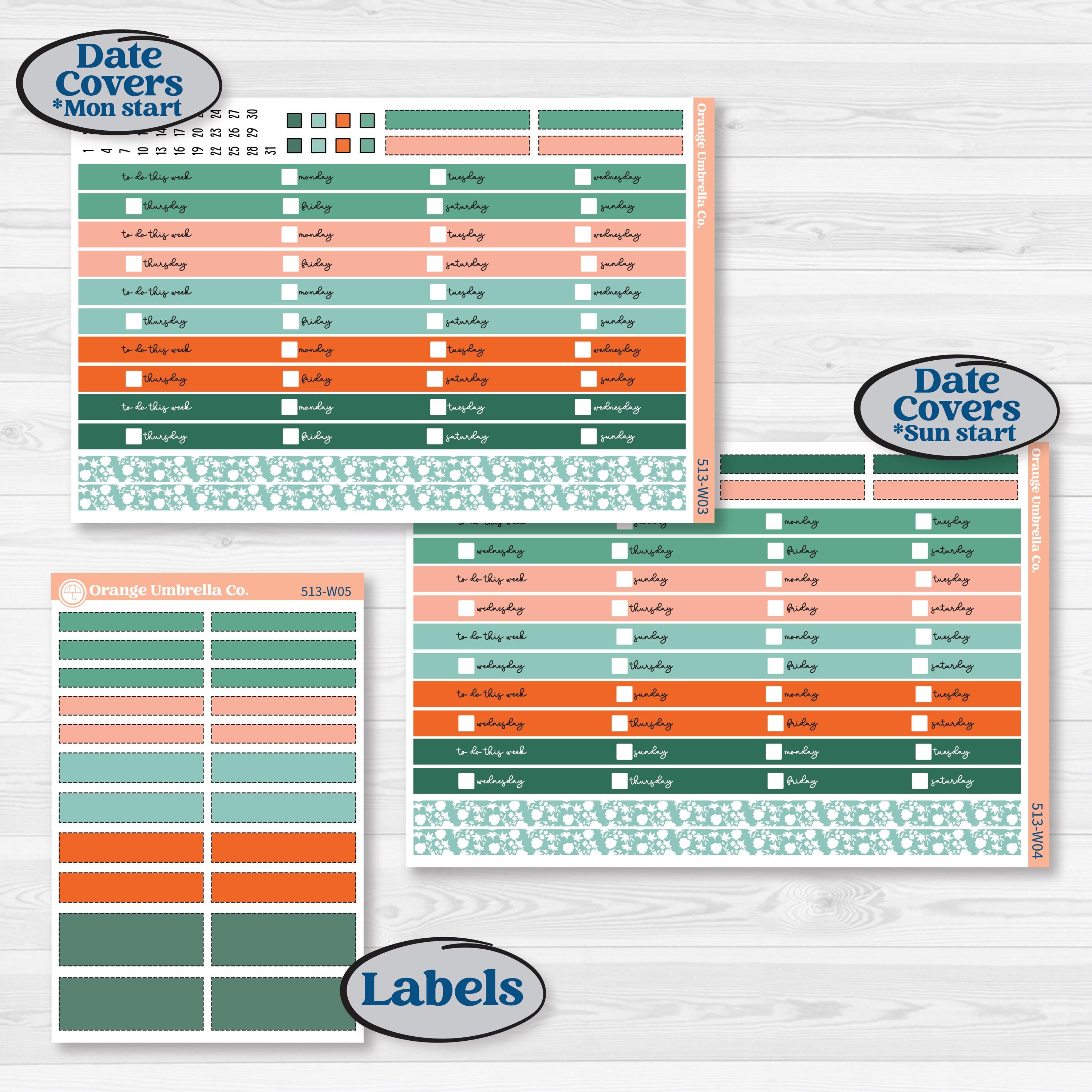 Playful March Florals | Laurel Denise Scout Large Planner Kit Stickers | Millie | KIT-513-W
