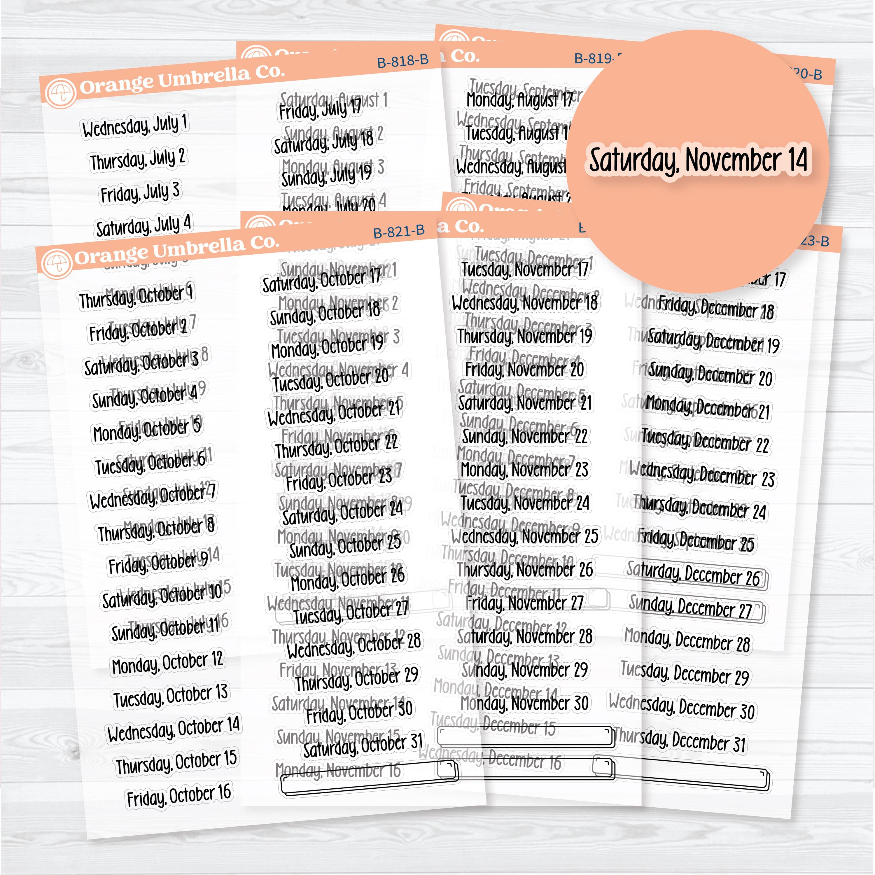 Clear matte 2026 dates of the month planner stickers in F18 font on transparent sticker paper
