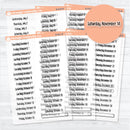 Clear matte 2026 dates of the month planner stickers in F18 font on transparent sticker paper