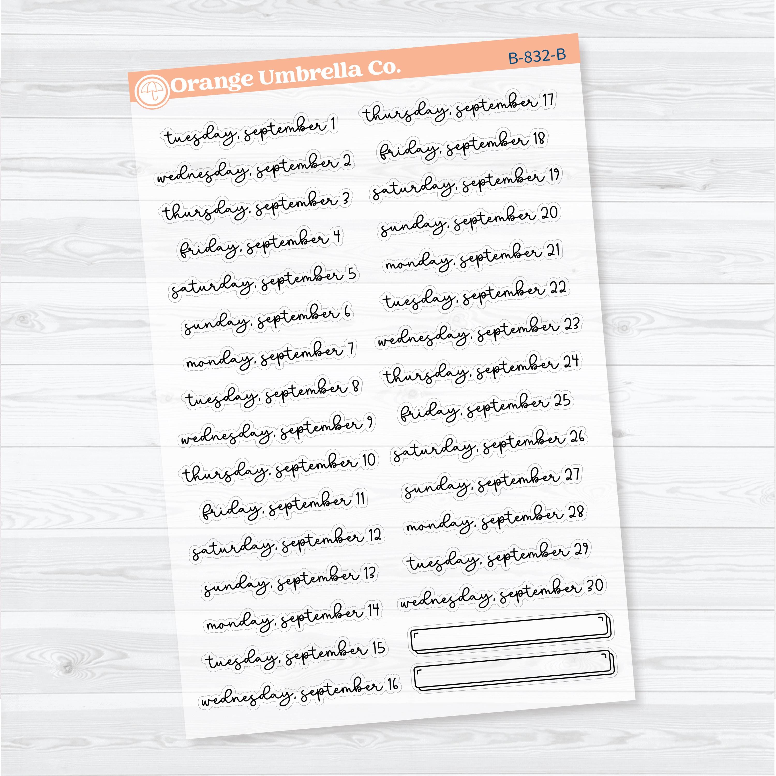 2026 Dates of the Month Stickers | F18 | Clear Matte Planner Stickers | B-830–835-BCM