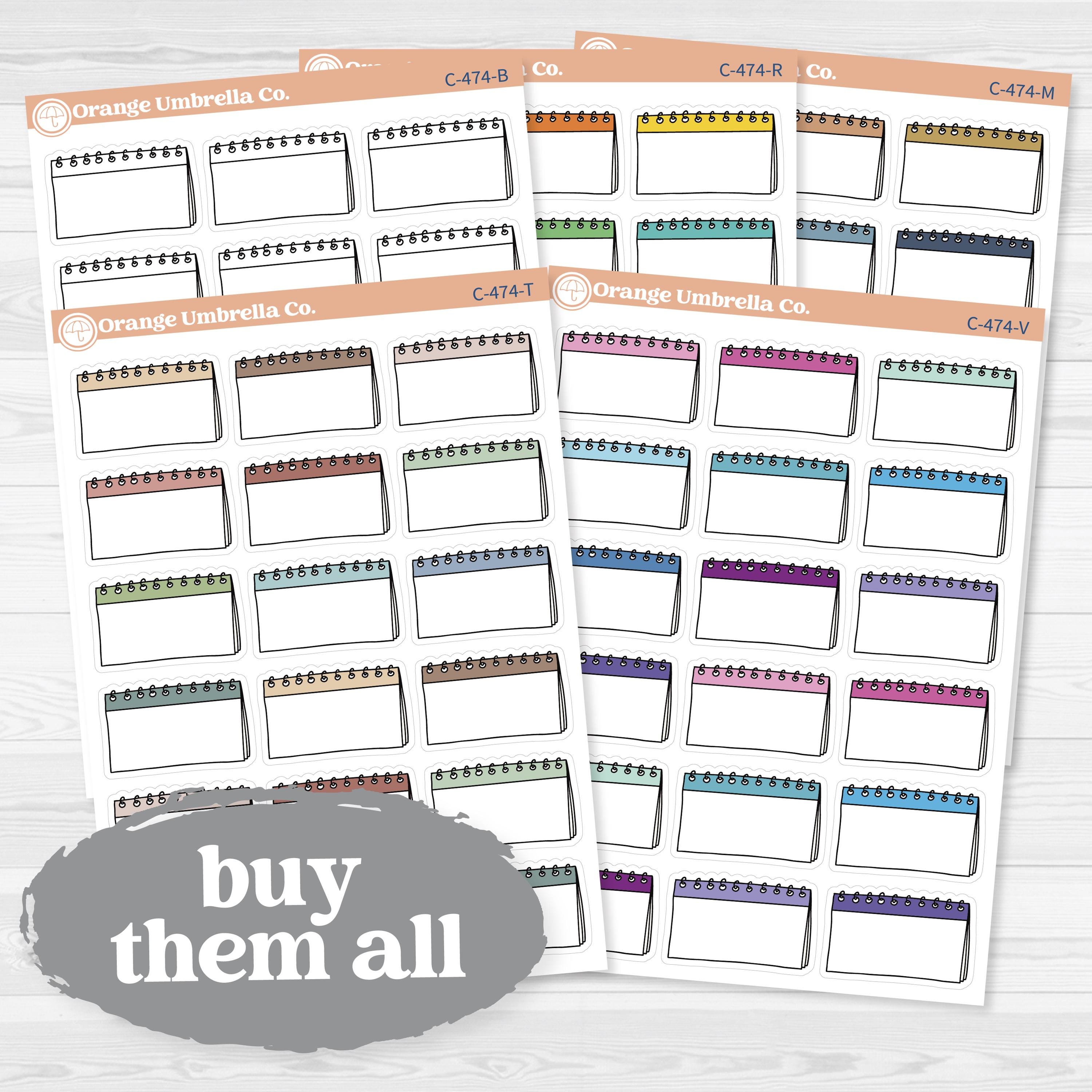 Large Top Spiral Journaling Labels | Planner Stickers | C-474