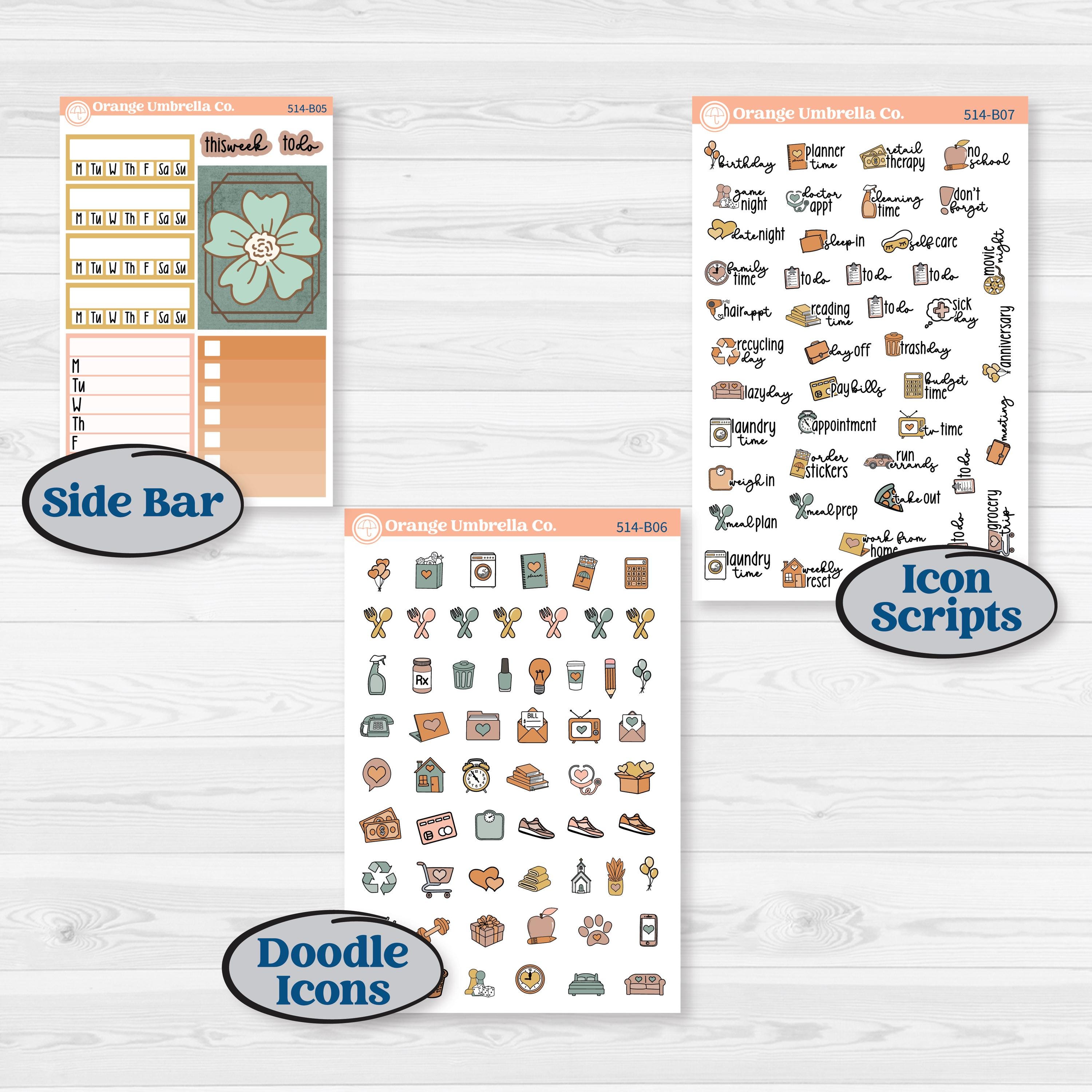 Early Spring Florals | Weekly Add-On Planner Kit Stickers | Grow | KIT-514-B