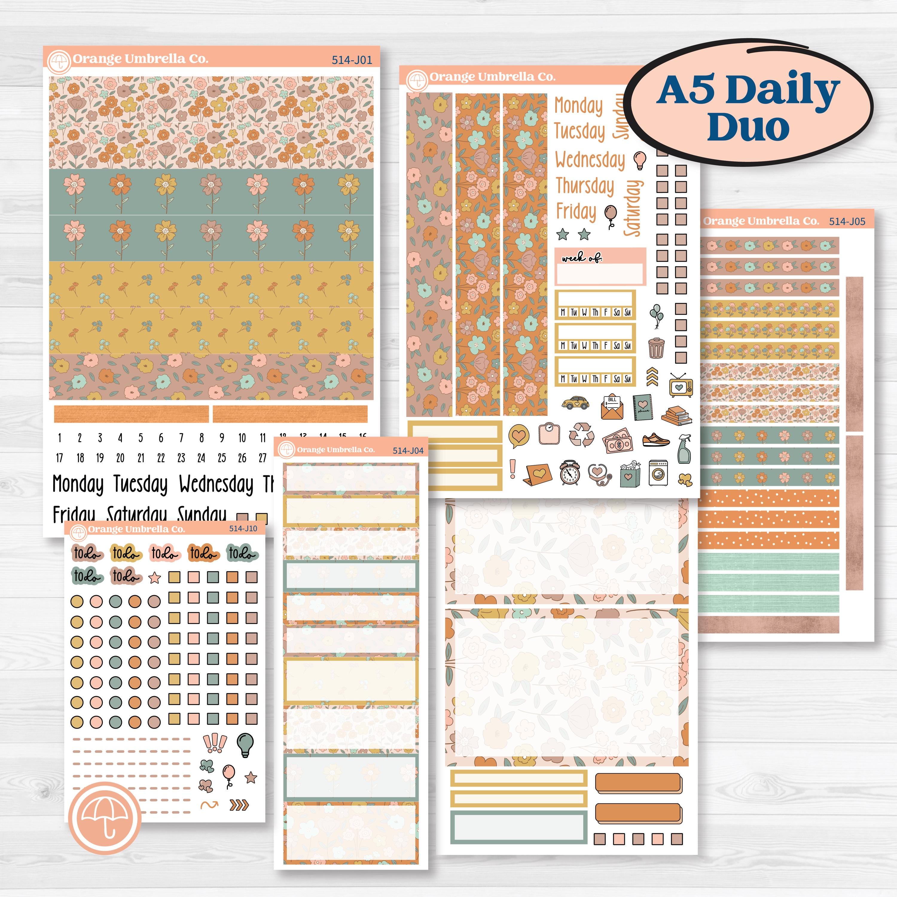 Early Spring Florals | A5 Daily Duo Planner Kit Stickers | Grow | KIT-514-J