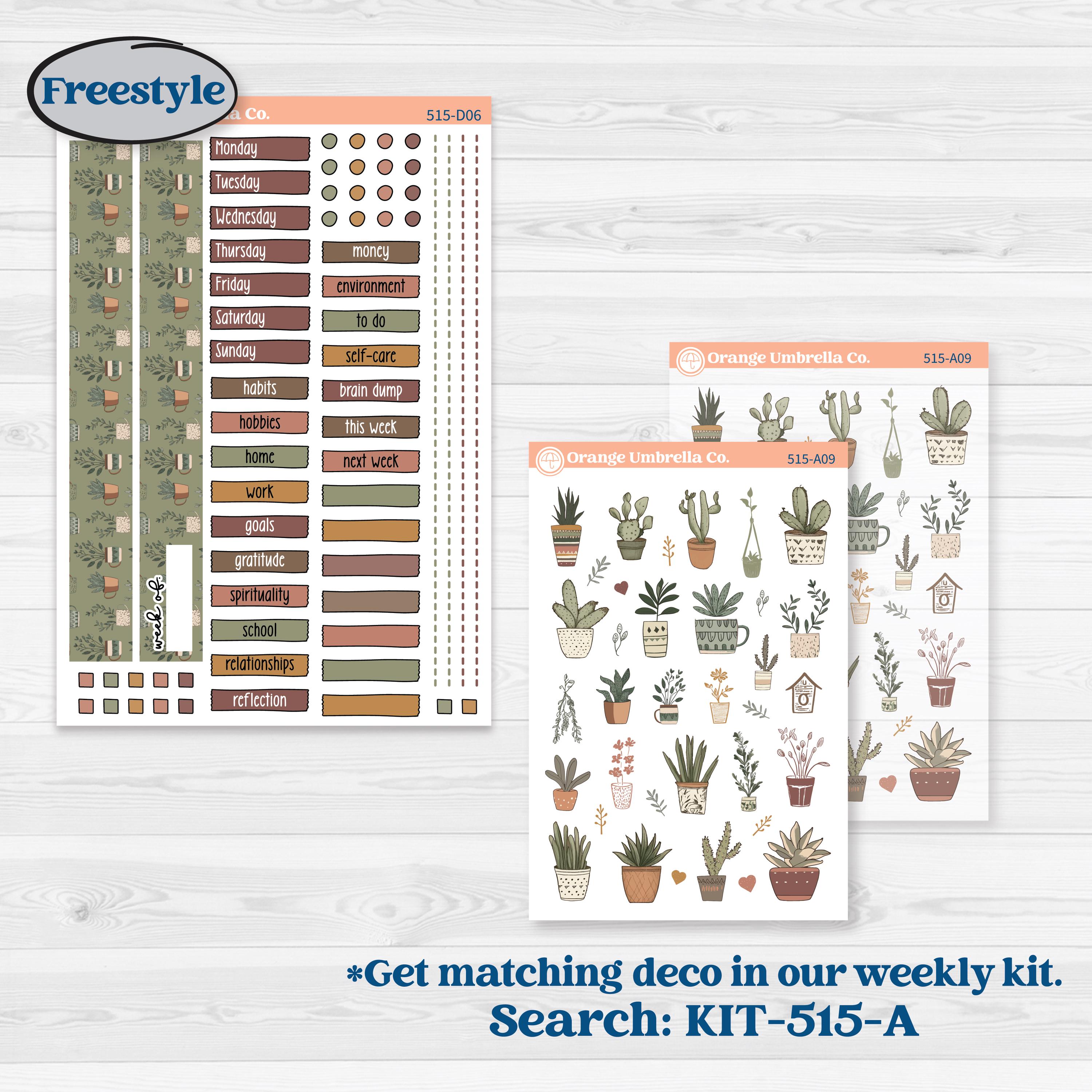 Houseplants & Plants Kit | Journaling or Scrapbooking | Creative Junk Journal Planner Stickers | Aloe There | KIT-515-D
