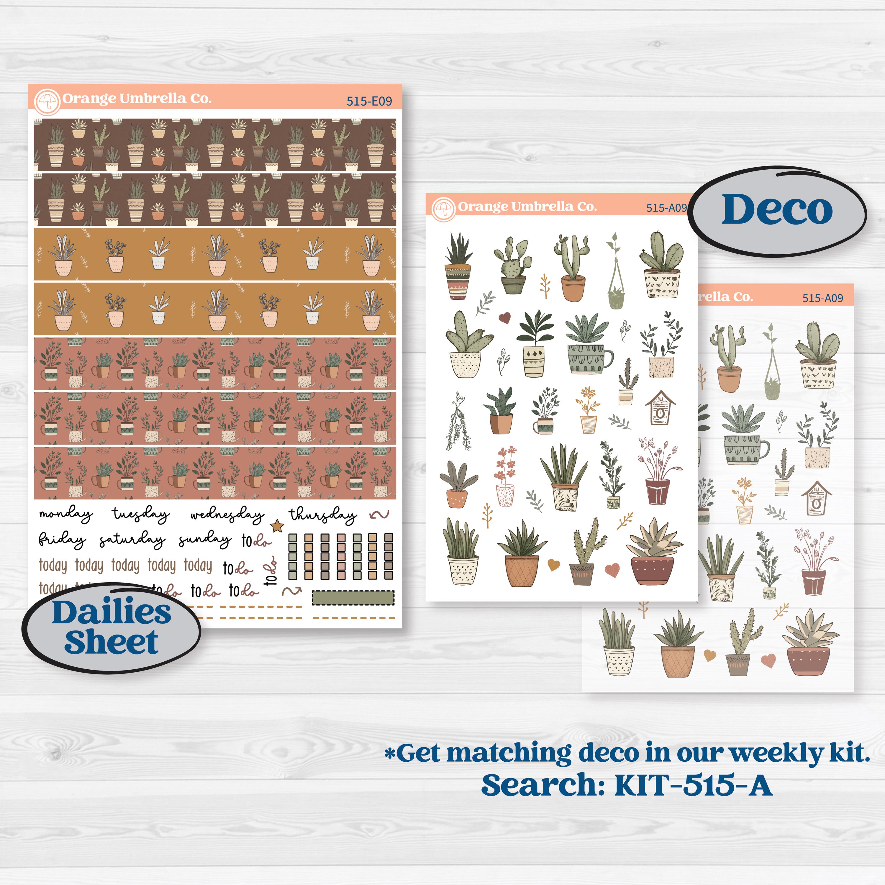 Houseplants & Plants Kit | Hobonichi Cousin Weekly Daily Planner Kit Stickers | Aloe There | KIT-515-E