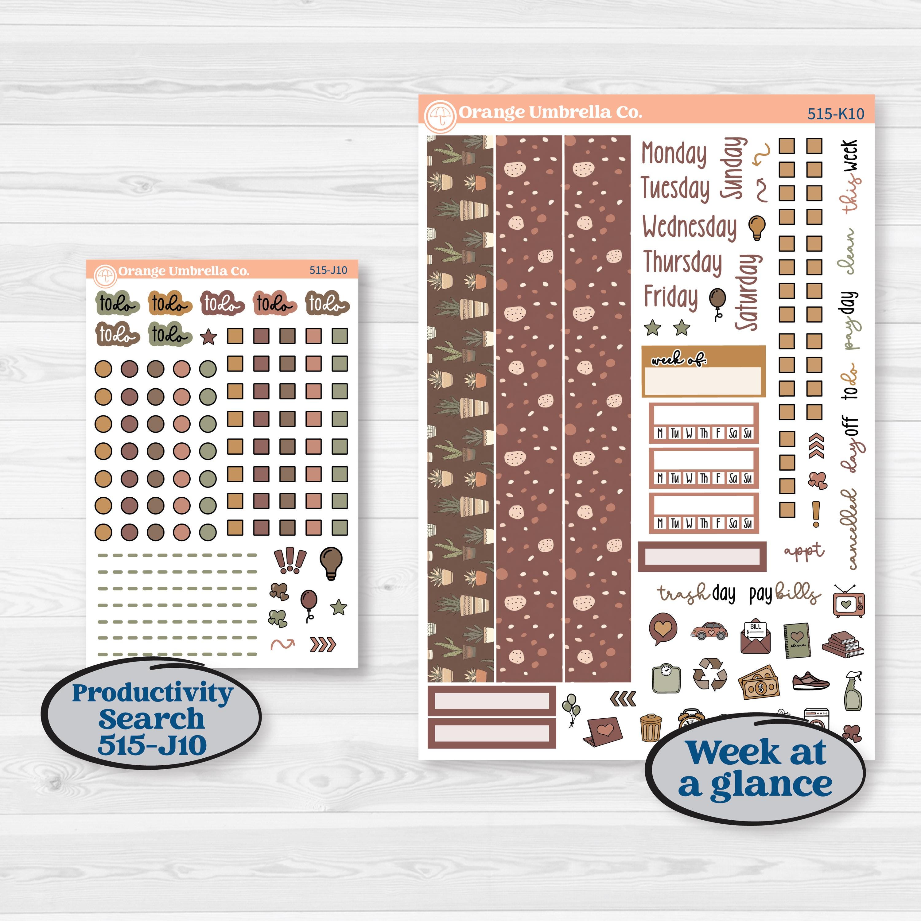 Houseplants & Plants Kit | 7x9 Erin Condren Daily Duo Planner Kit Stickers | Aloe There | KIT-515-K