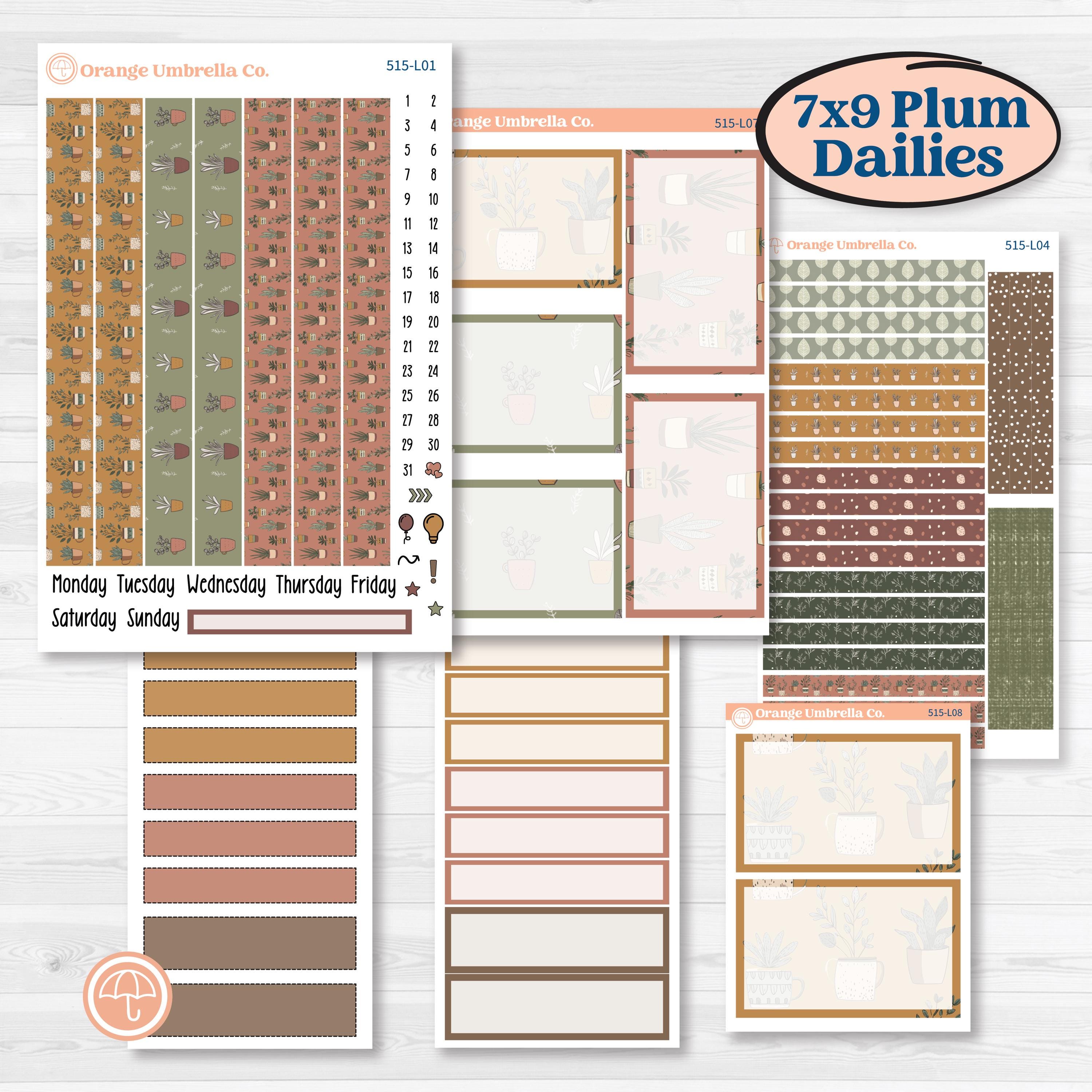 Houseplants & Plants Kit | 7x9 Plum Daily Planner Kit Stickers | Aloe There | KIT-515-L