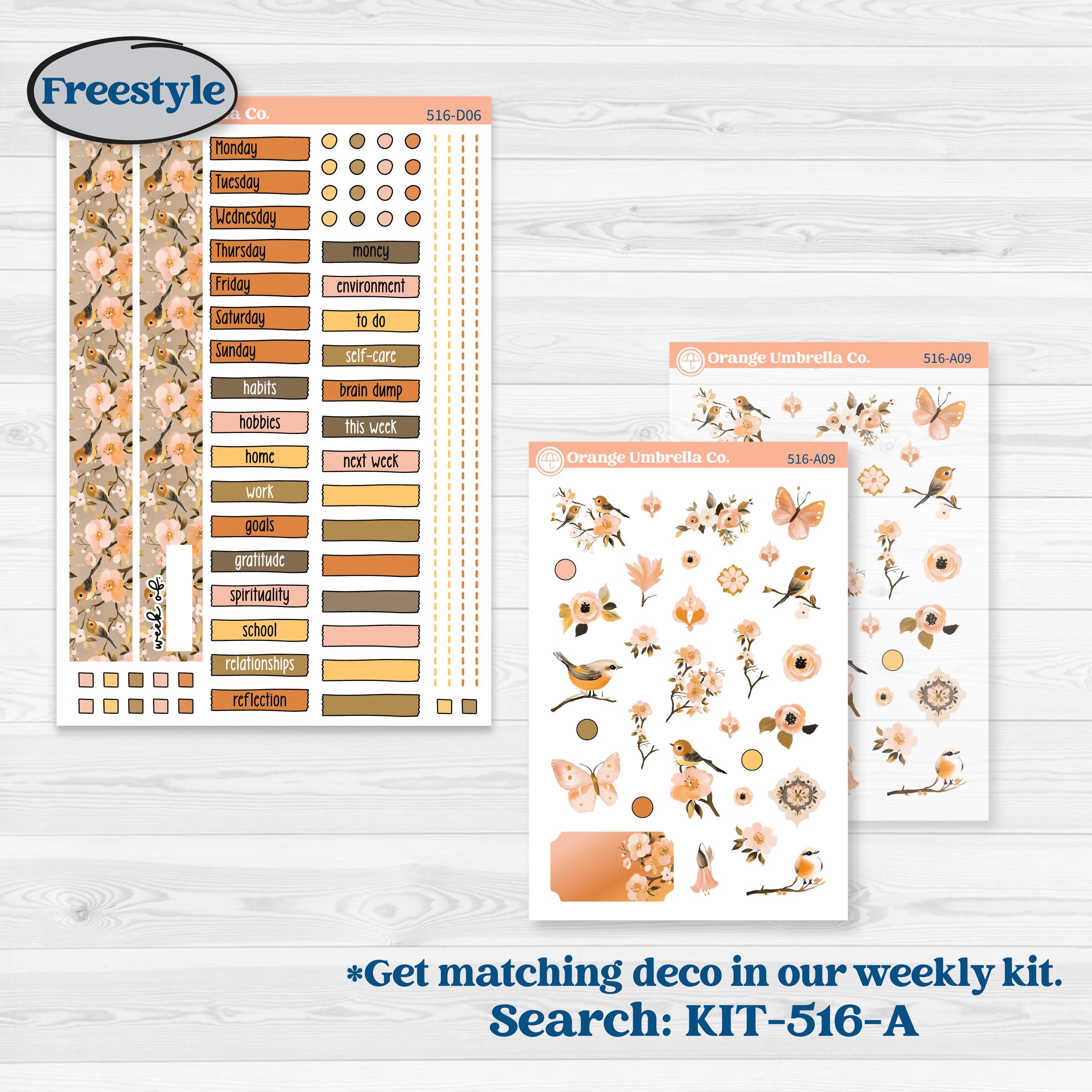 Spring Birds | Journaling or Scrapbooking Kit | Creative Junk Journal Planner Stickers | Nectar | KIT-516-D