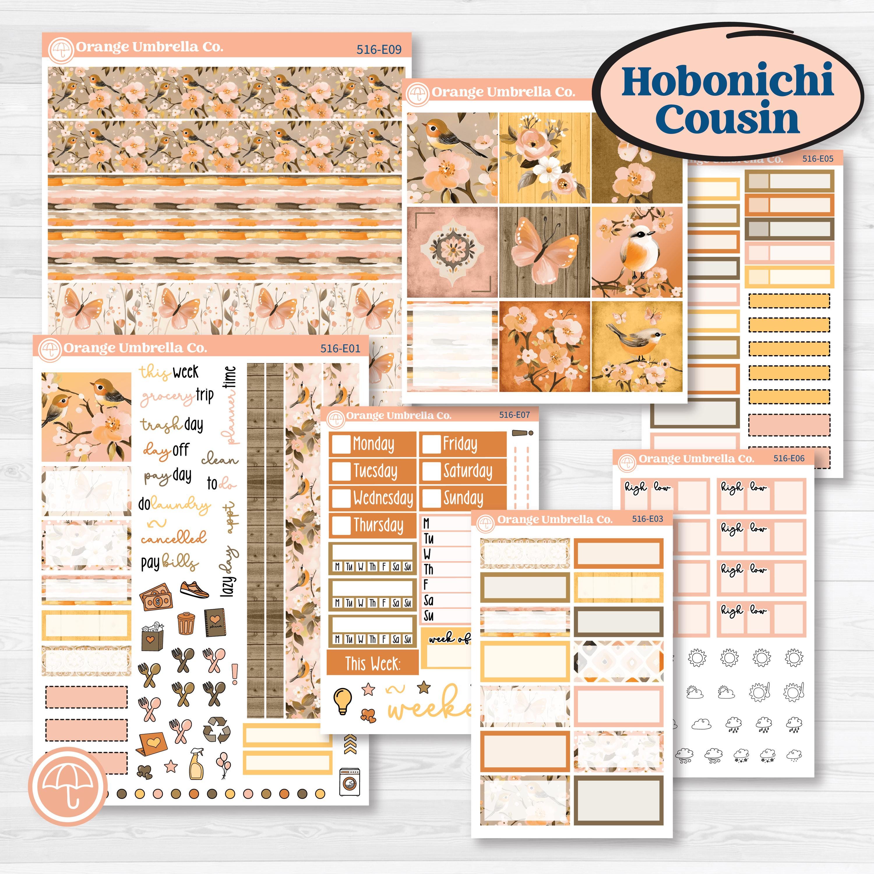 Spring Birds | Hobonichi Cousin Weekly & Daily Planner Kit Stickers | Nectar | KIT-516-E