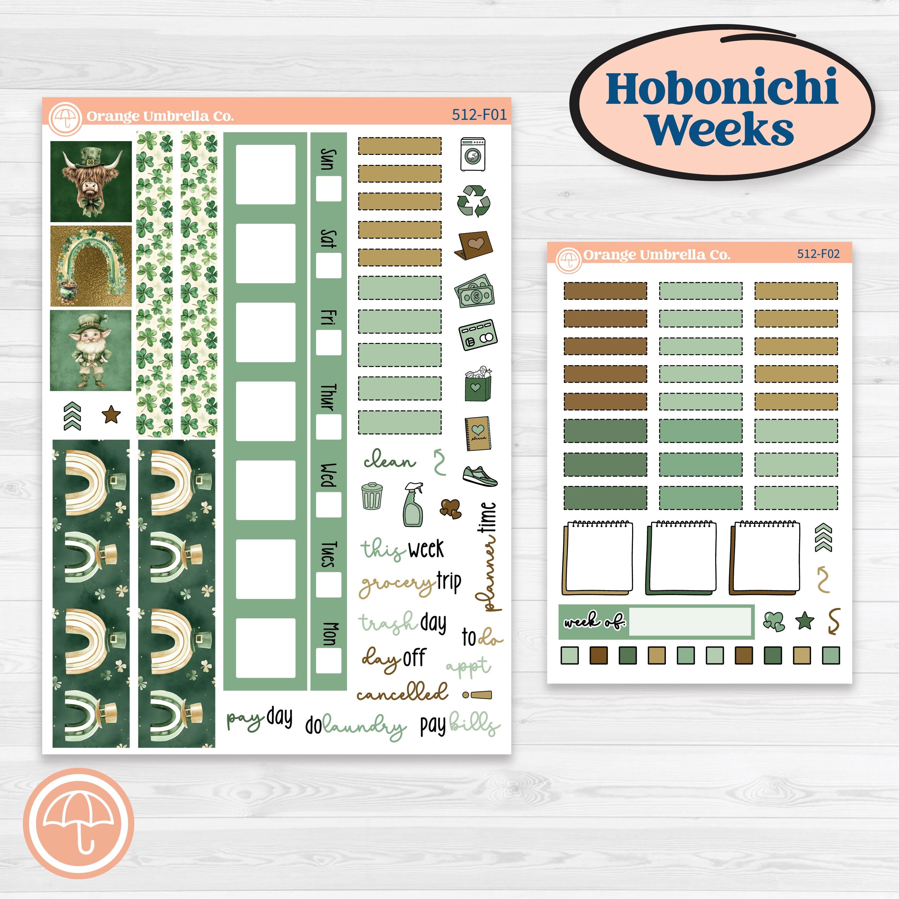 St. Patrick’s Day | Hobonichi Weeks Weekly Planner Kit Stickers | Emerald Isle | KIT-512-F