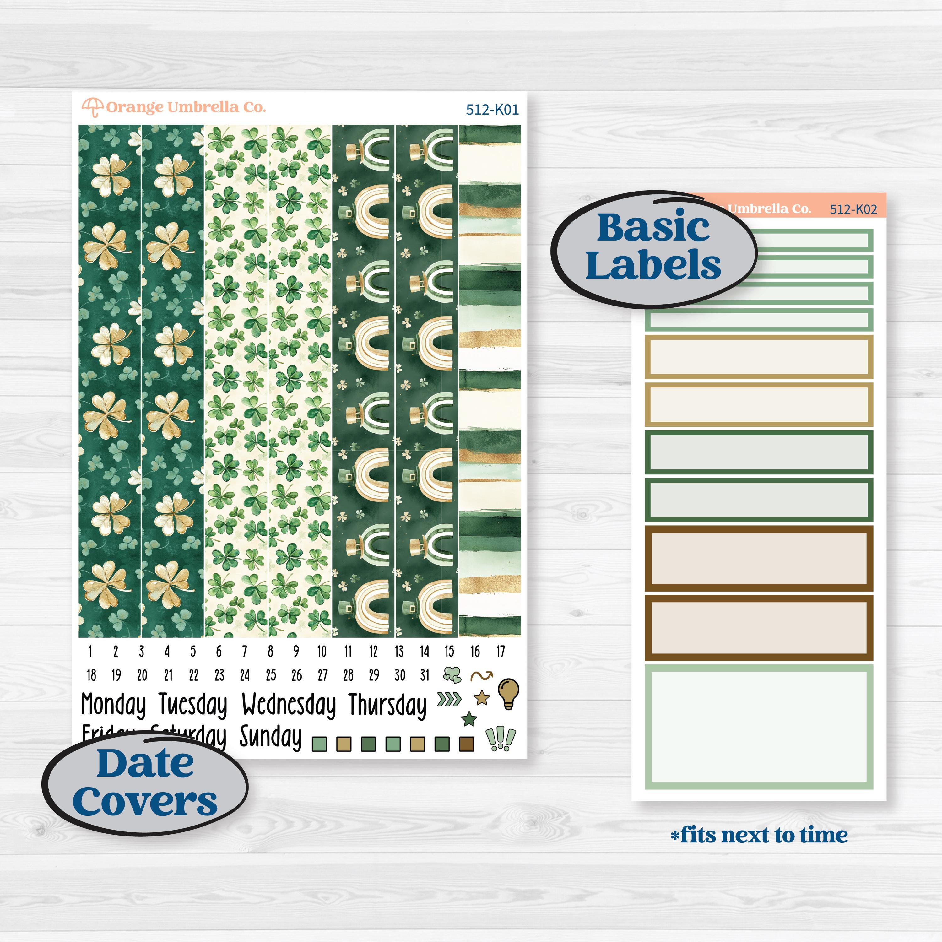 St. Patrick’s Day | 7x9 Erin Condren Daily Duo Planner Kit Stickers | Emerald Isle | KIT-512-K