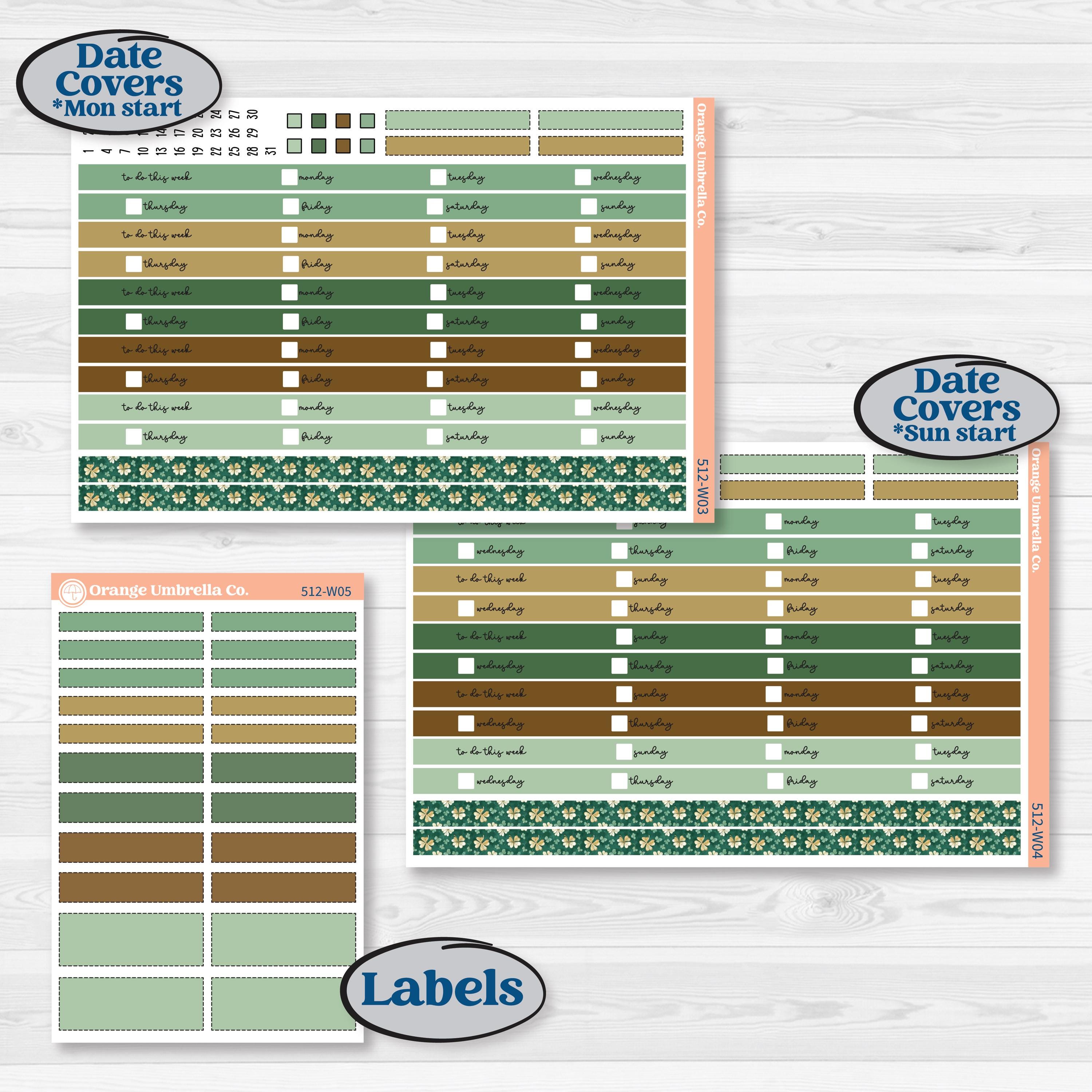 St. Patrick’s Day | Laurel Denise Scout Large Planner Kit Stickers | Emerald Isle | KIT-512-W