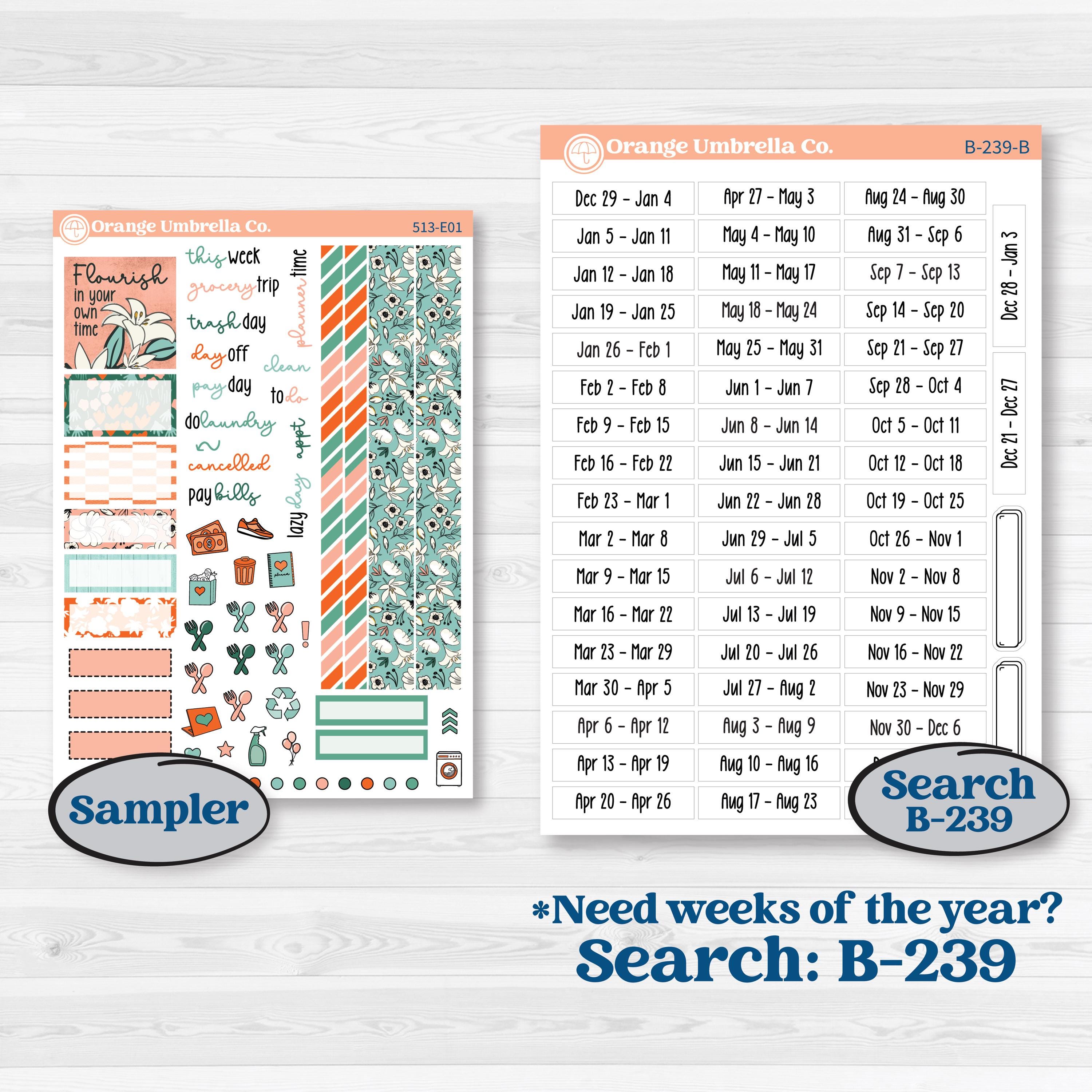 Playful March Florals | Hobonichi Cousin Weekly & Daily Planner Kit Stickers | Millie | KIT-513-E