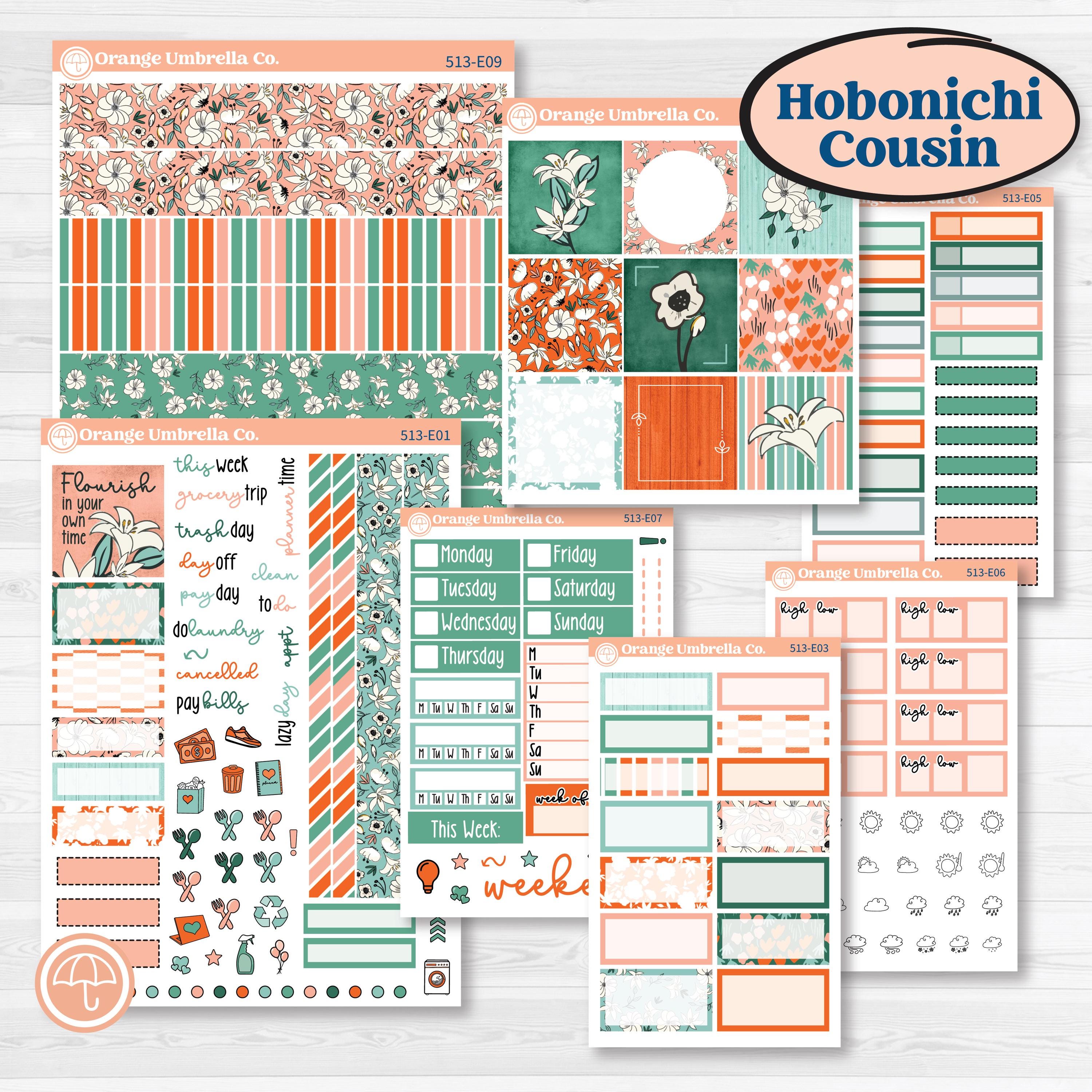 Playful March Florals | Hobonichi Cousin Weekly & Daily Planner Kit Stickers | Millie | KIT-513-E