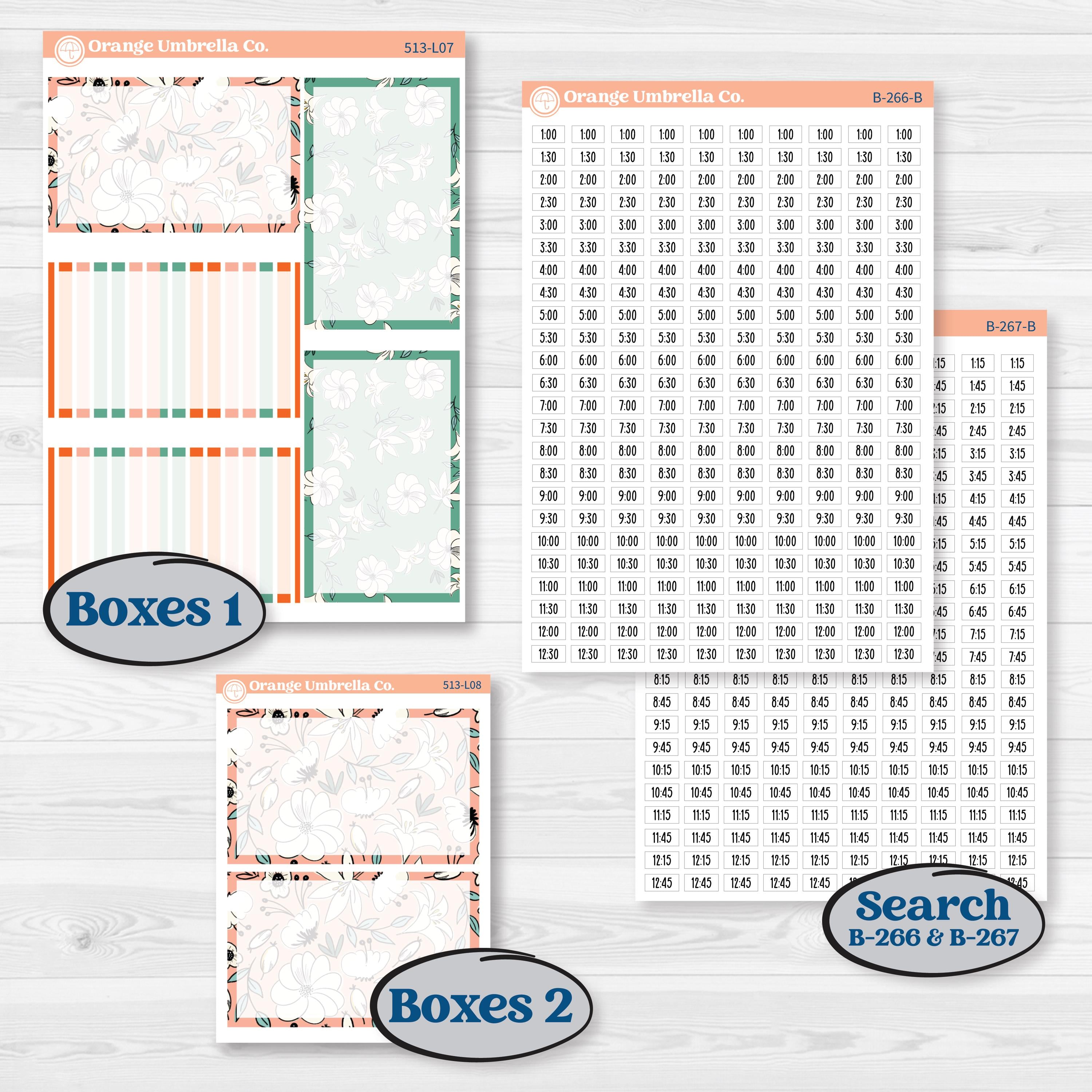 Playful March Florals | 7x9 Plum Daily Planner Kit Stickers | Millie | KIT-513-L