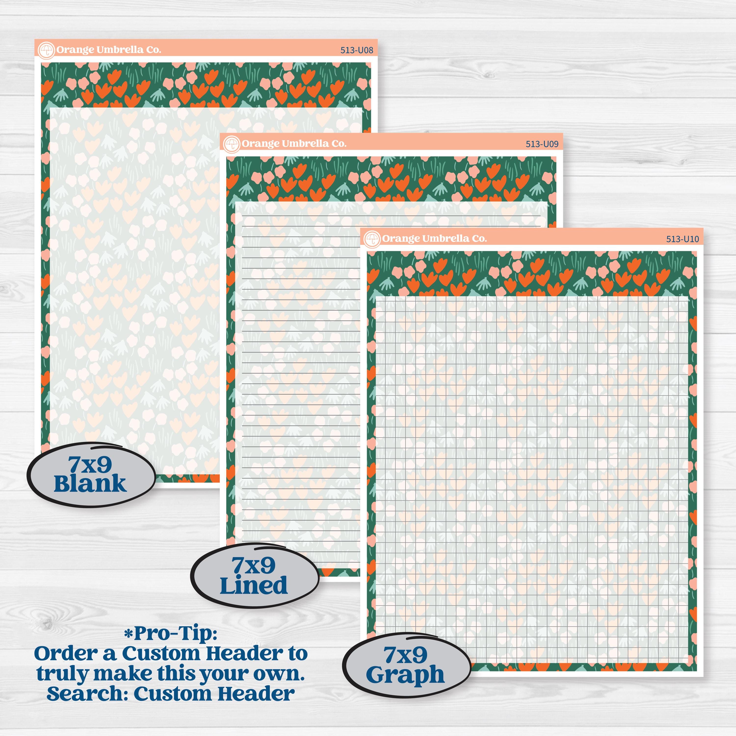 Playful March Florals | A5 or 7x9 Create Your Own Monthly or Dashboard Universal | Monthly & Reading Log Sticker Kit | Millie | KIT-513-U