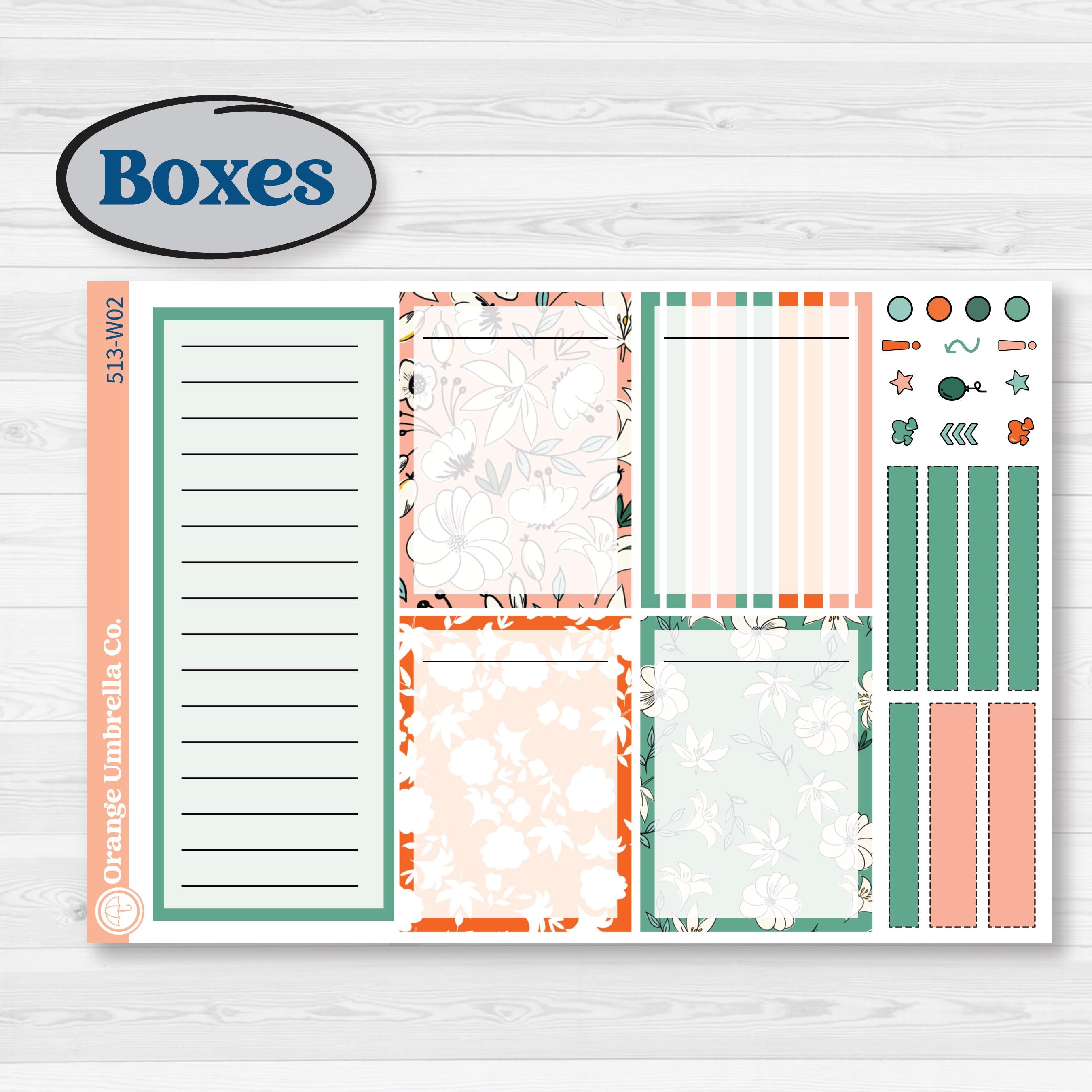 Playful March Florals | Laurel Denise Scout Large Planner Kit Stickers | Millie | KIT-513-W