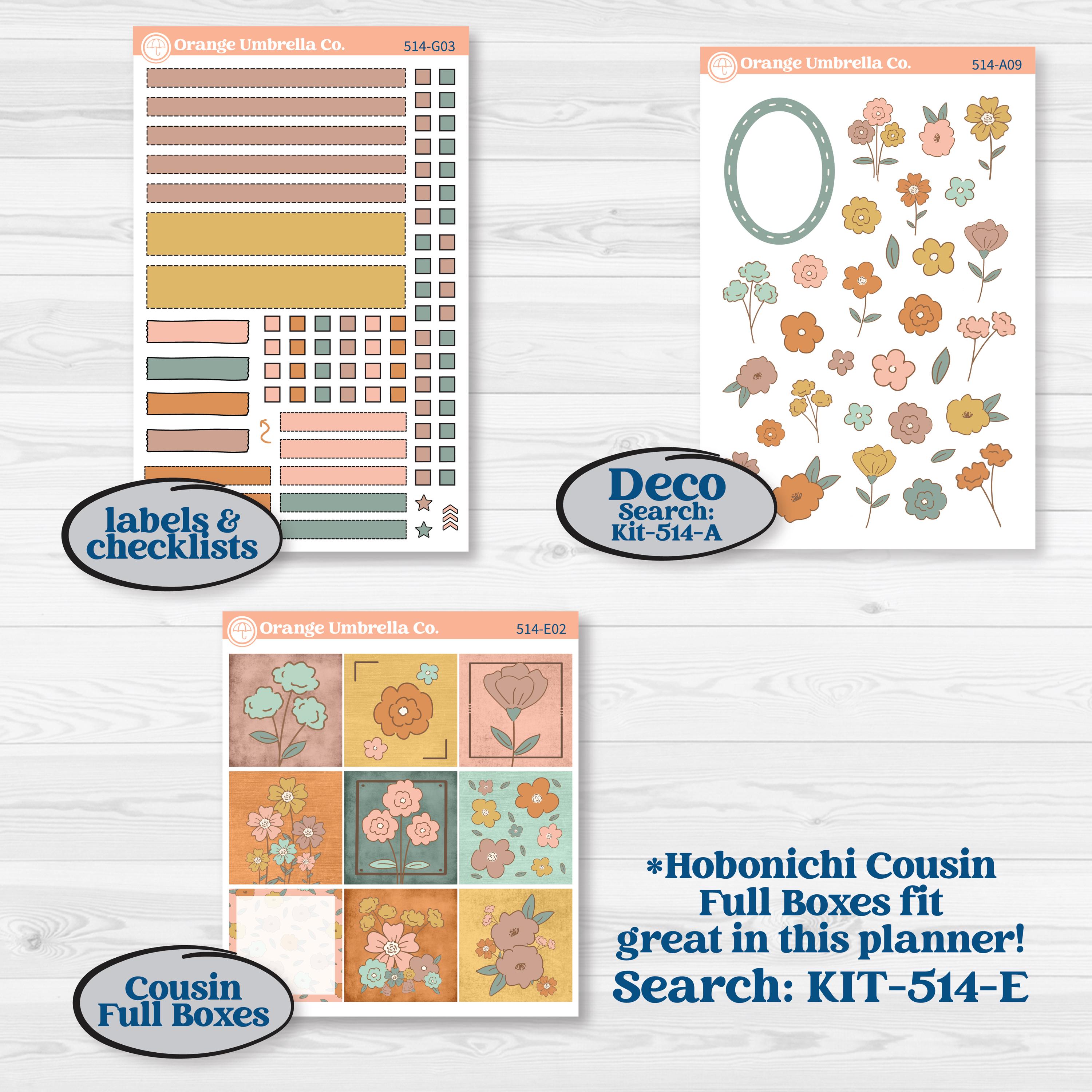 Early Spring Florals | Erin Condren Weekly Dashboard Planner Kit Stickers | Grow | KIT-514-G