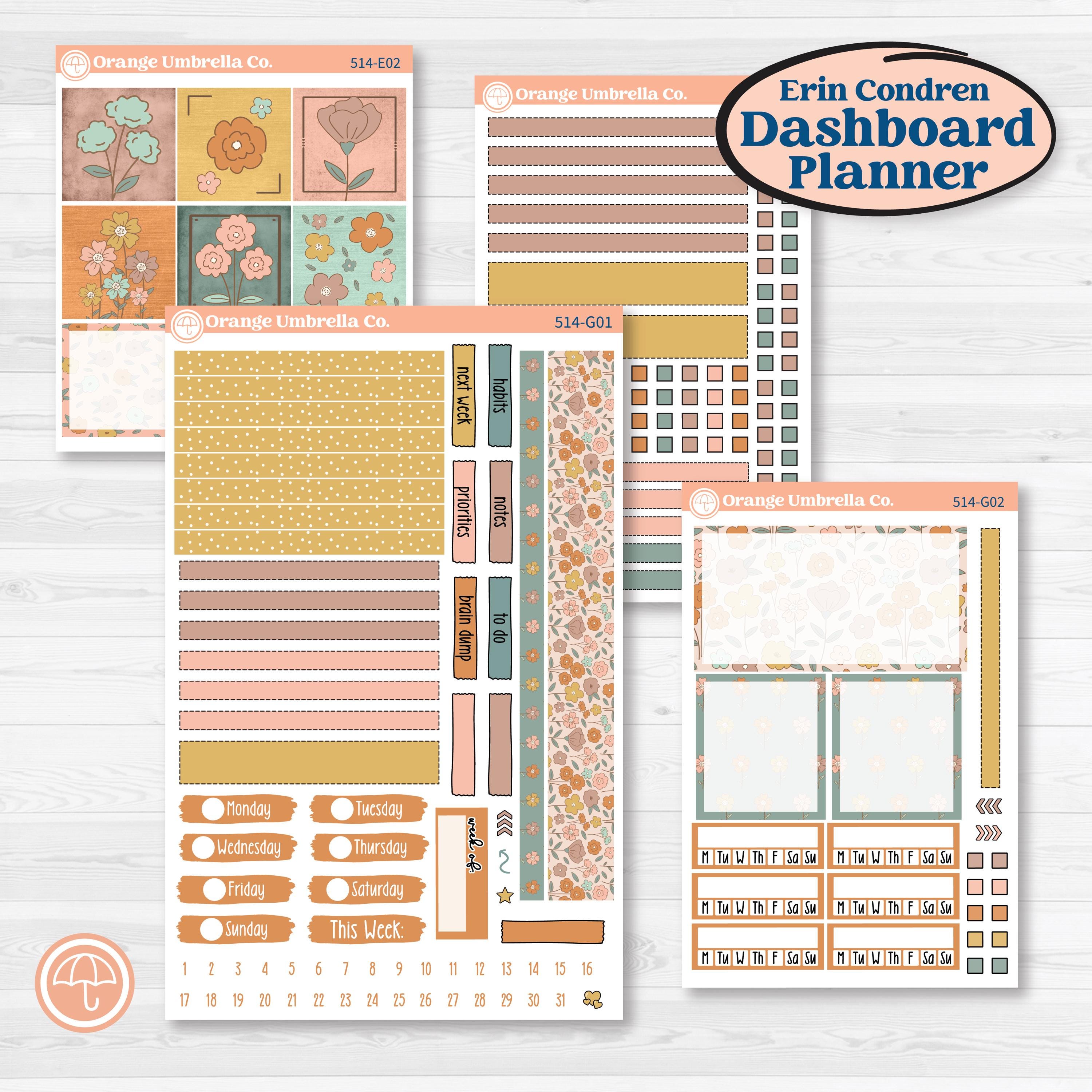 Early Spring Florals | Erin Condren Weekly Dashboard Planner Kit Stickers | Grow | KIT-514-G