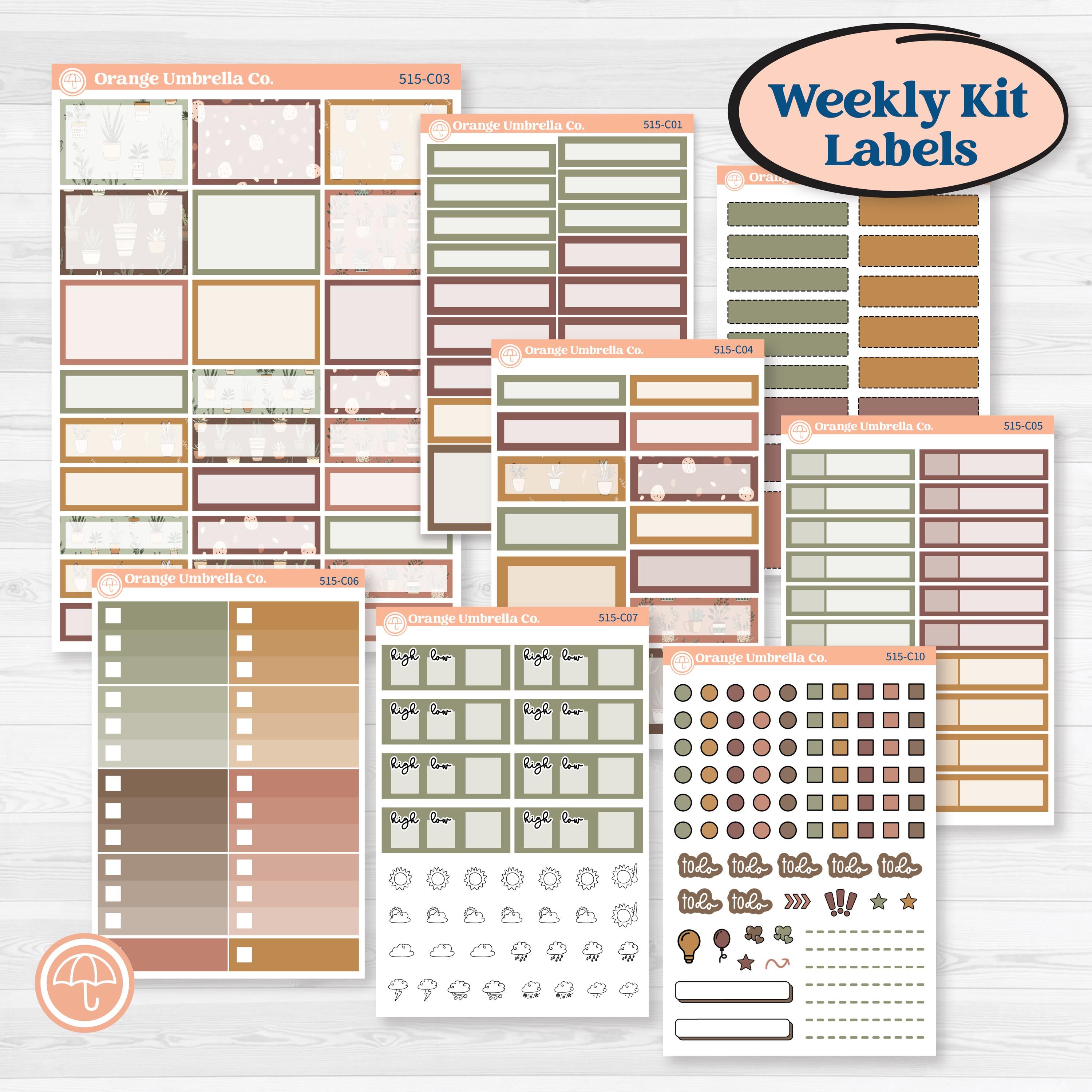 Houseplants & Plants Kit | Weekly Add-On Labels Planner Kit Stickers | Aloe There | KIT-515-C