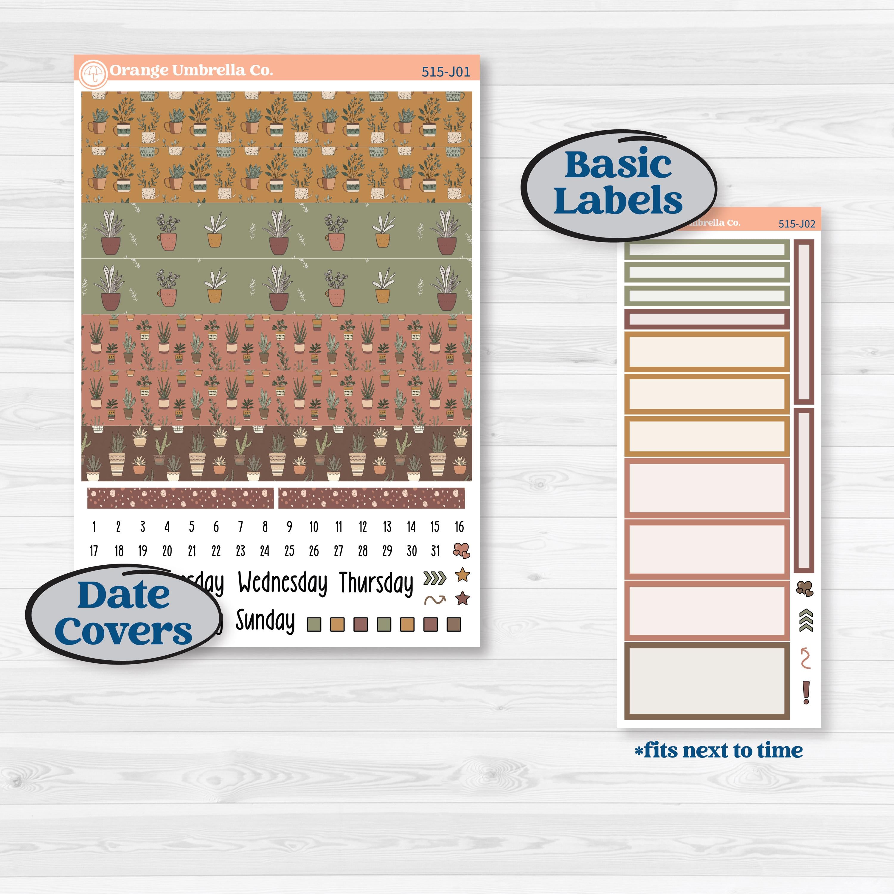 Houseplants & Plants Kit | A5 Daily Duo Planner Kit Stickers | Aloe There | KIT-515-J