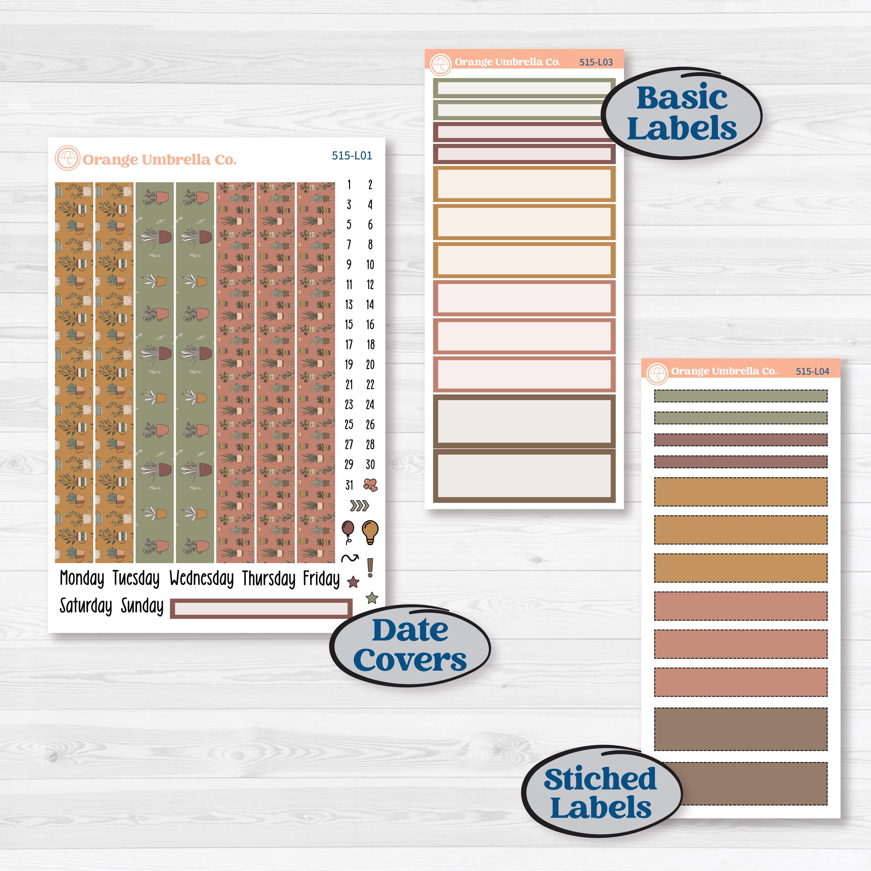 Houseplants & Plants Kit | 7x9 Plum Daily Planner Kit Stickers | Aloe There | KIT-515-L