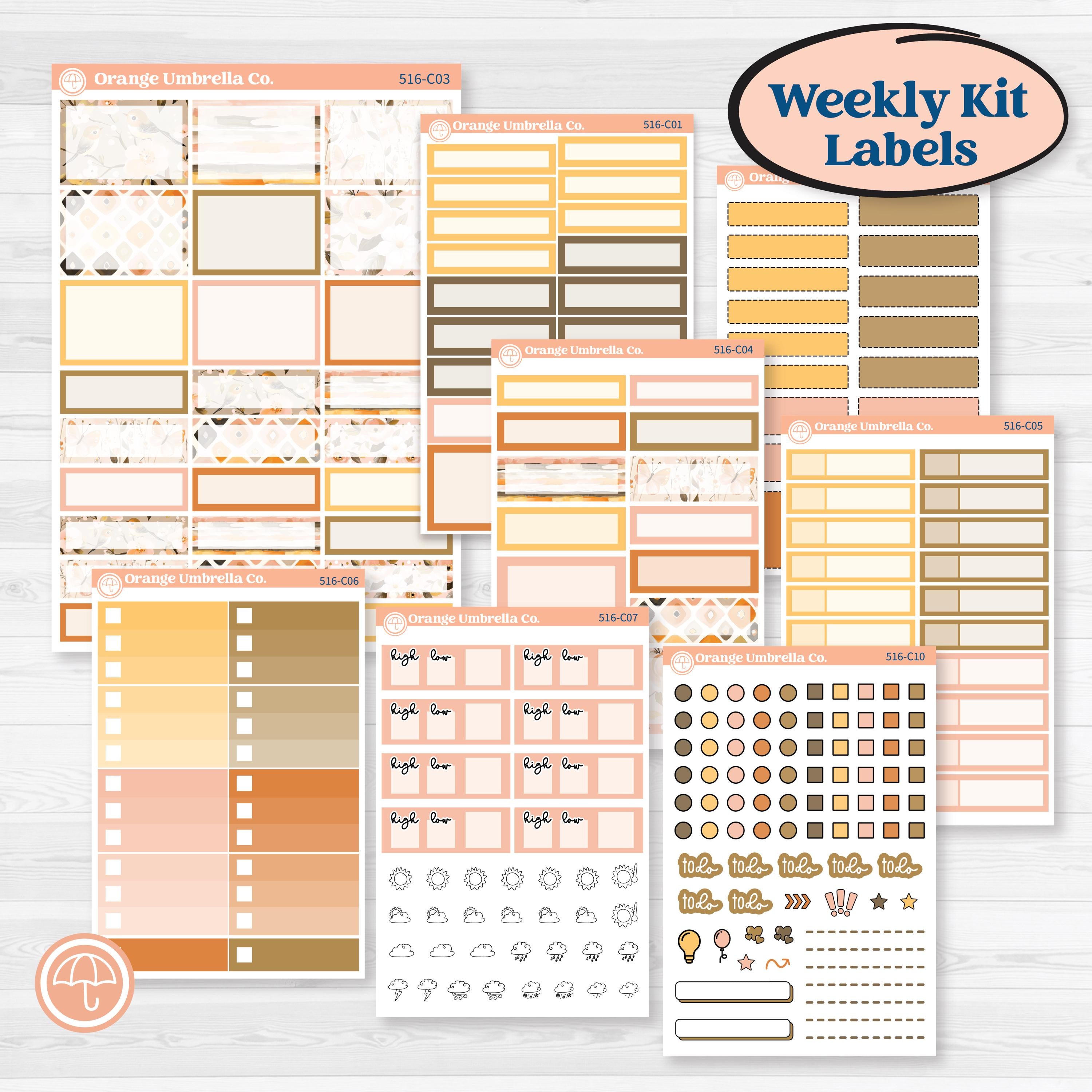 Spring Birds | Weekly Add-On Labels Planner Kit Stickers | Nectar | KIT-516-C