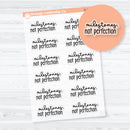 Milestones Not Perfection Clear Matte Motivational Quote Labels | Planner Stickers | D-374-BCM