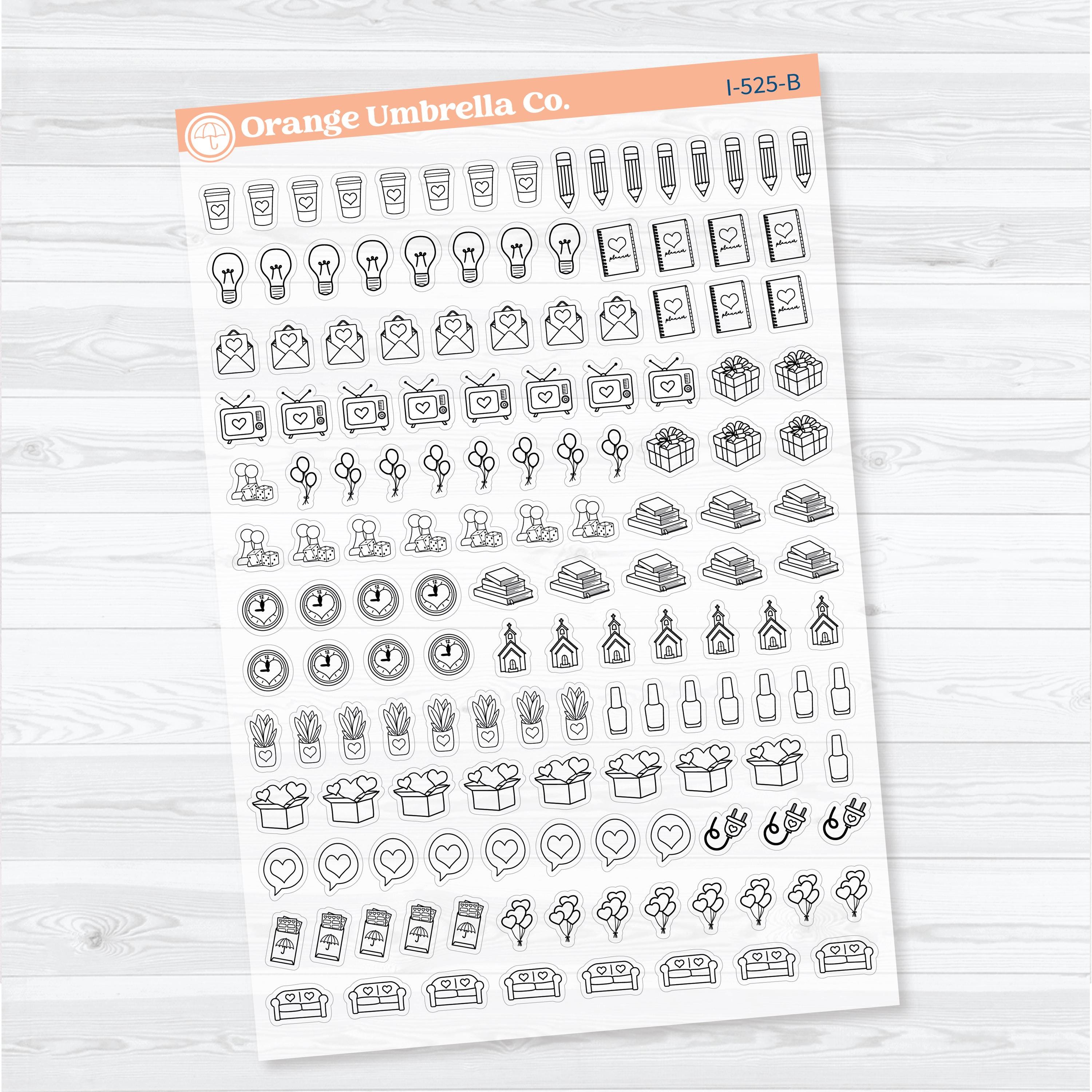 Self Care & Celebration Icon Sampler | Clear Matte Planner Stickers | I-525-CM