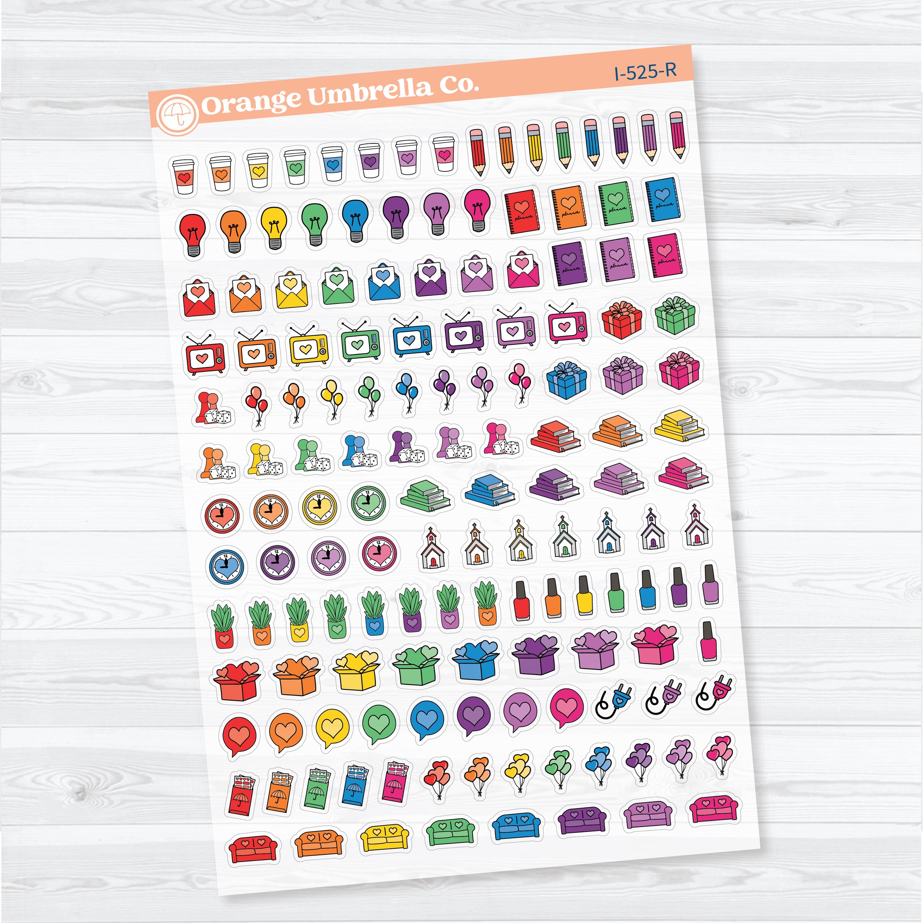 Self Care & Celebration Icon Sampler | Clear Matte Planner Stickers | I-525-CM