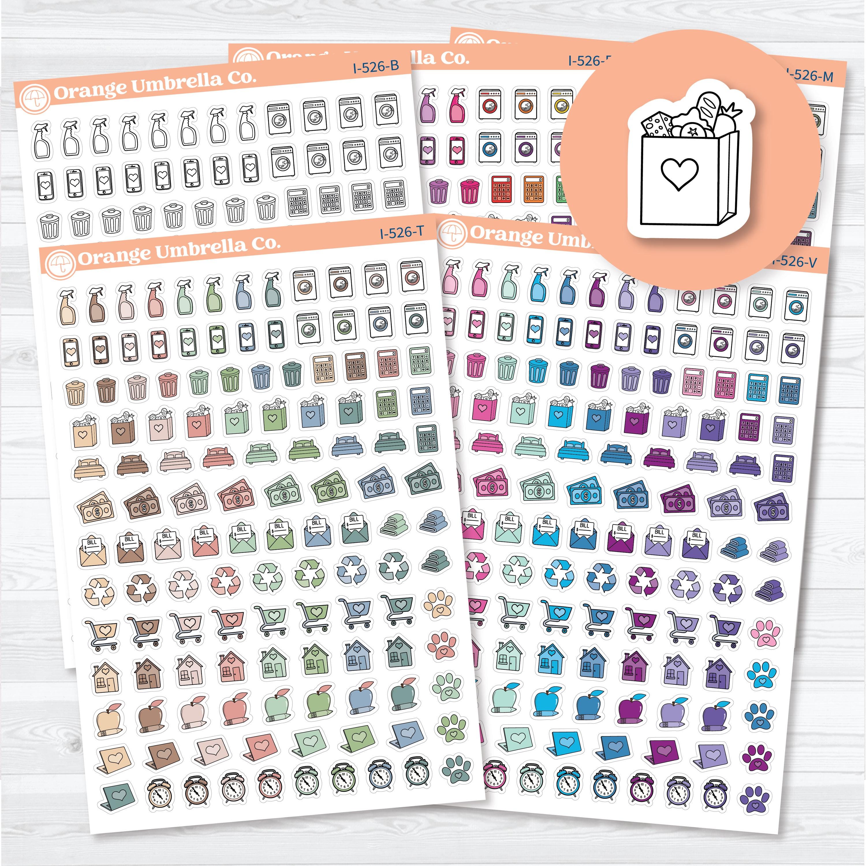 Home, Chores & Appointments Icon Sampler | Planner Stickers | I-526