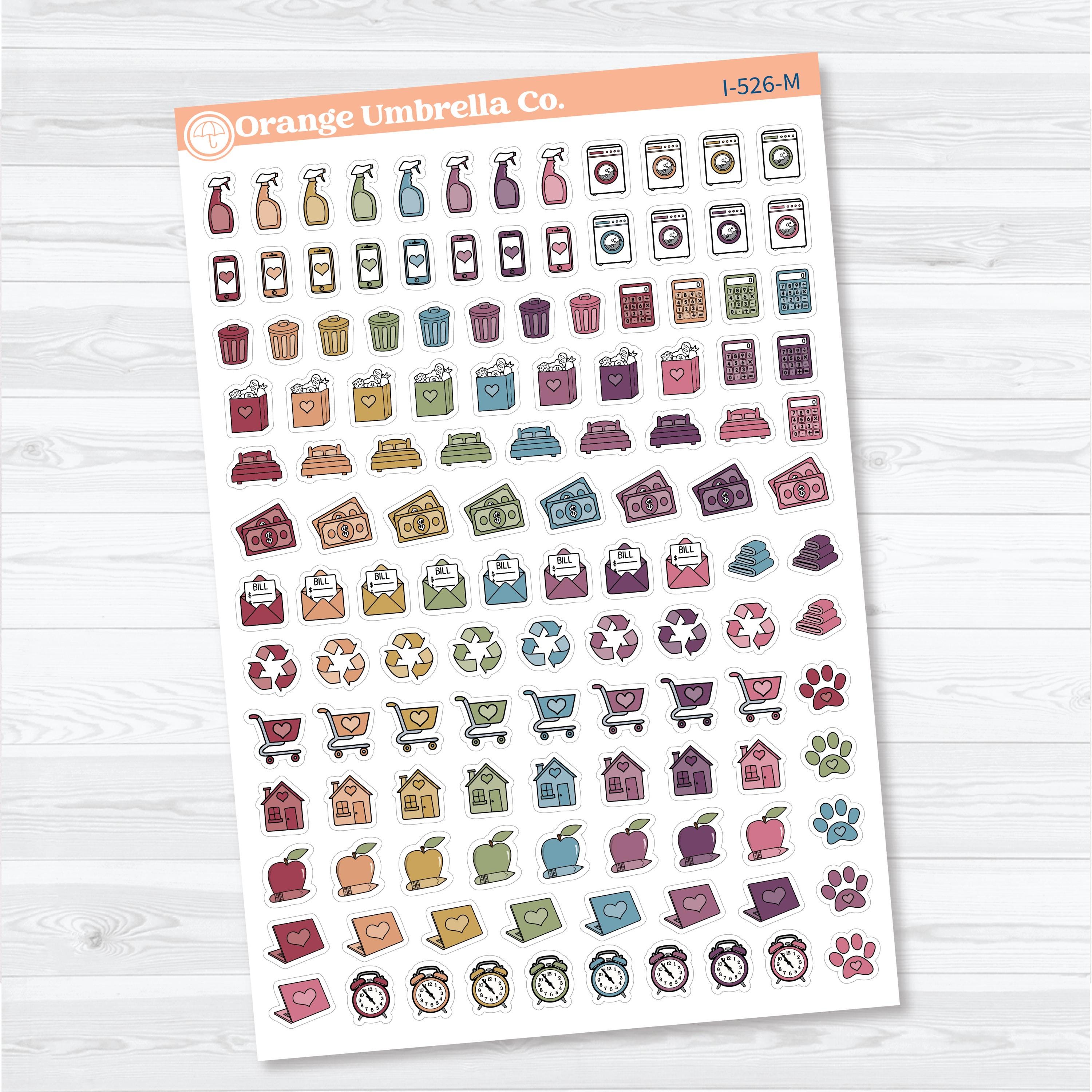 Home, Chores & Appointments Icon Sampler | Planner Stickers | I-526