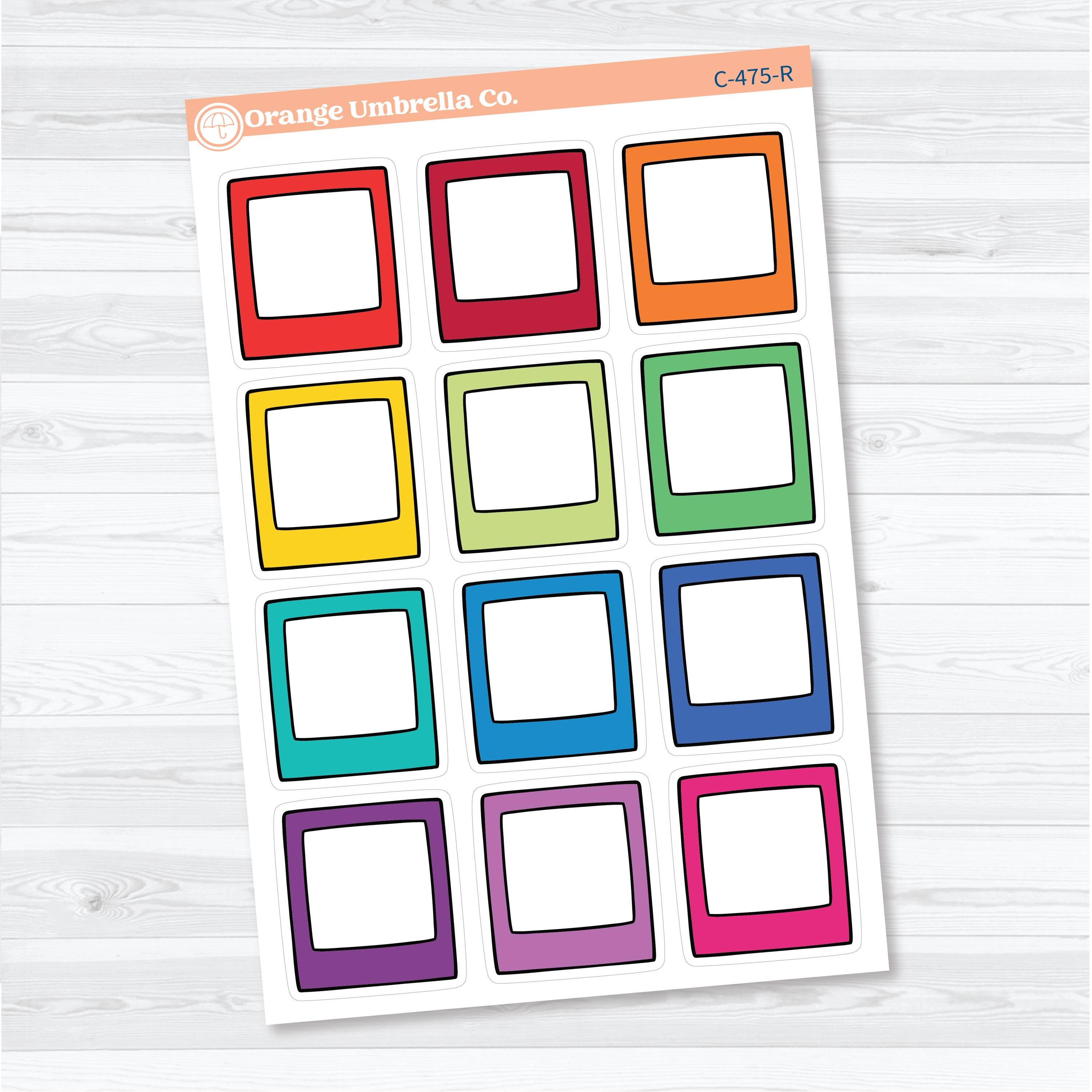 Doodled Polaroid Large Journaling Labels | Planner Stickers | C-475