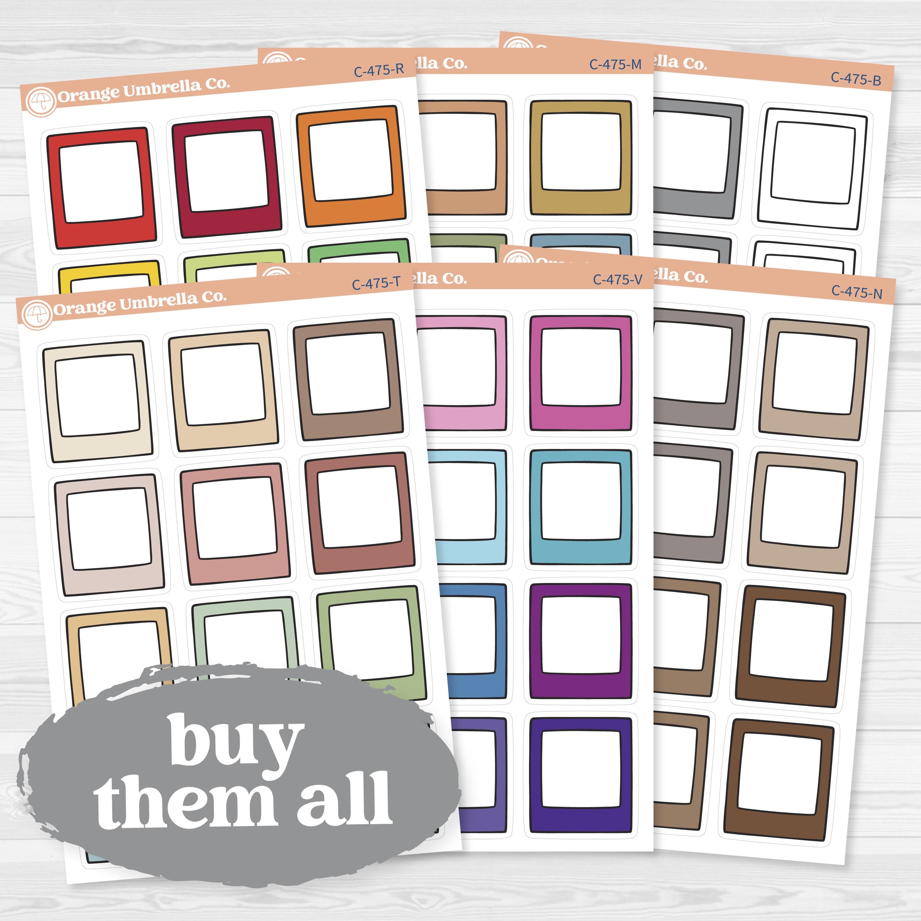 Doodled Polaroid Large Journaling Labels | Planner Stickers | C-475