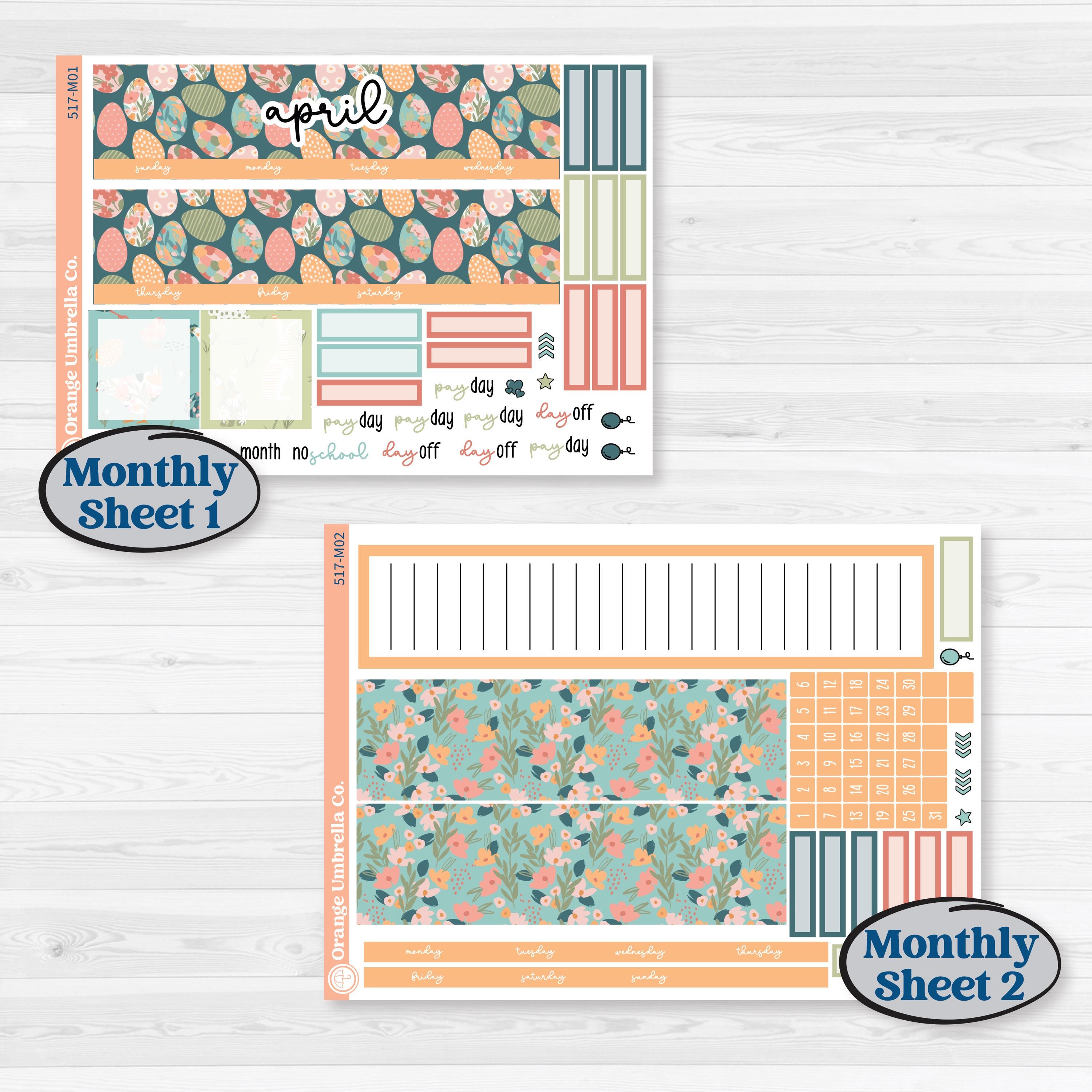 Easter Spring Kit | A5 Erin Condren Monthly & Productivity Dashboard Stickers | Easter Basket | KIT-517-M