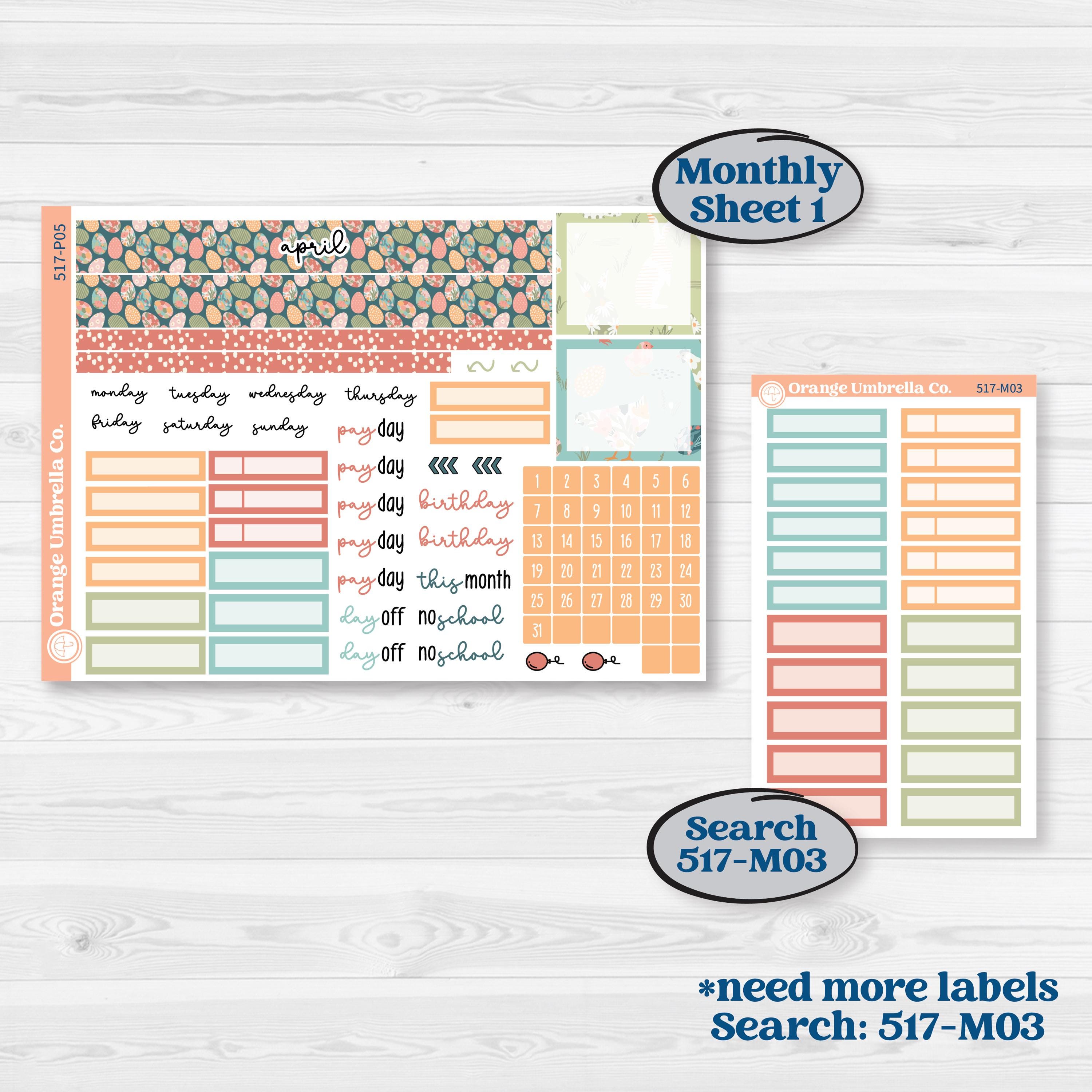 Easter Spring Kit | A5 Plum Monthly & Dashboard Planner Stickers | Easter Basket | KIT-517-P