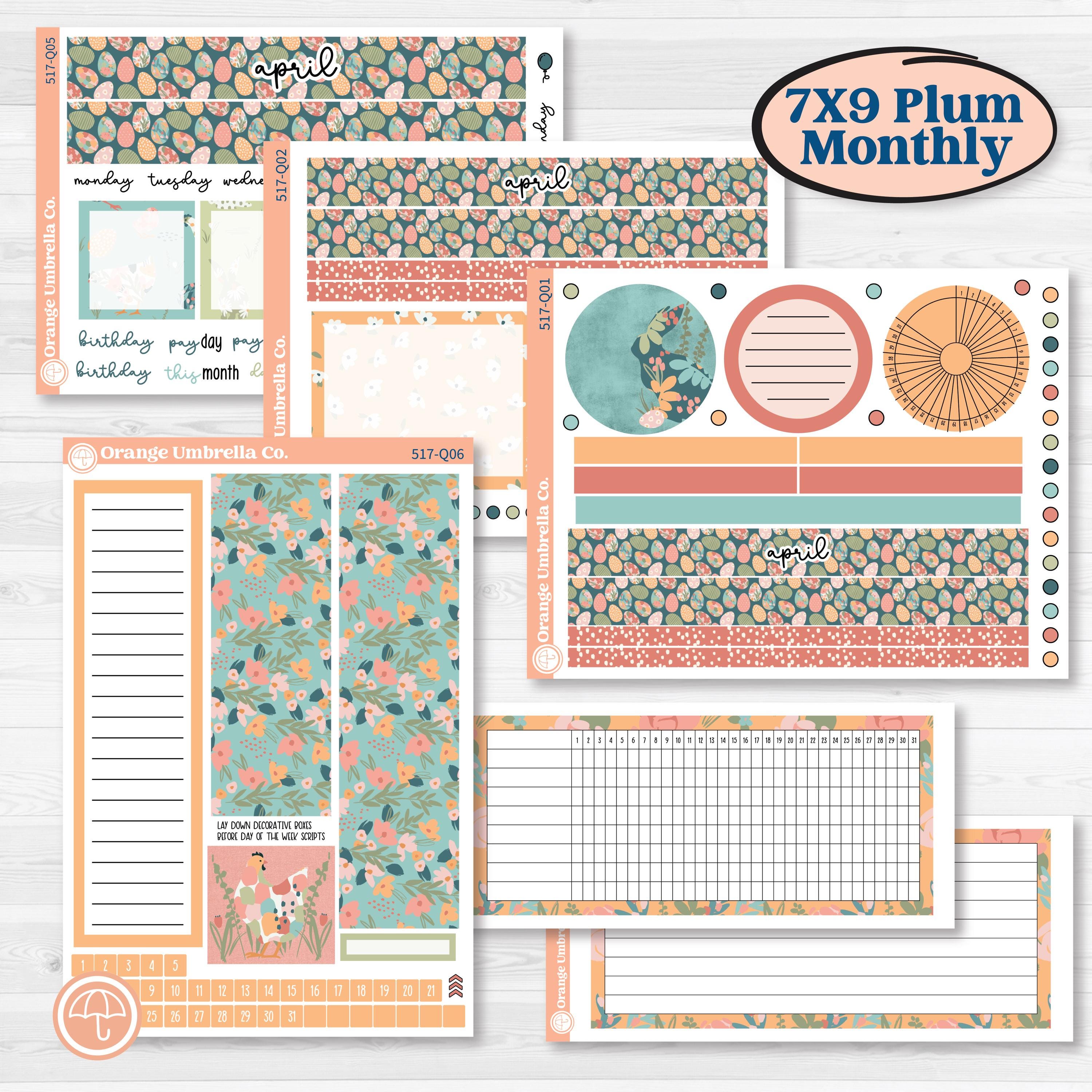 Easter Spring Kit | 7x9 Plum Monthly & Dashboard Planner Stickers | Easter Basket | KIT-517-Q