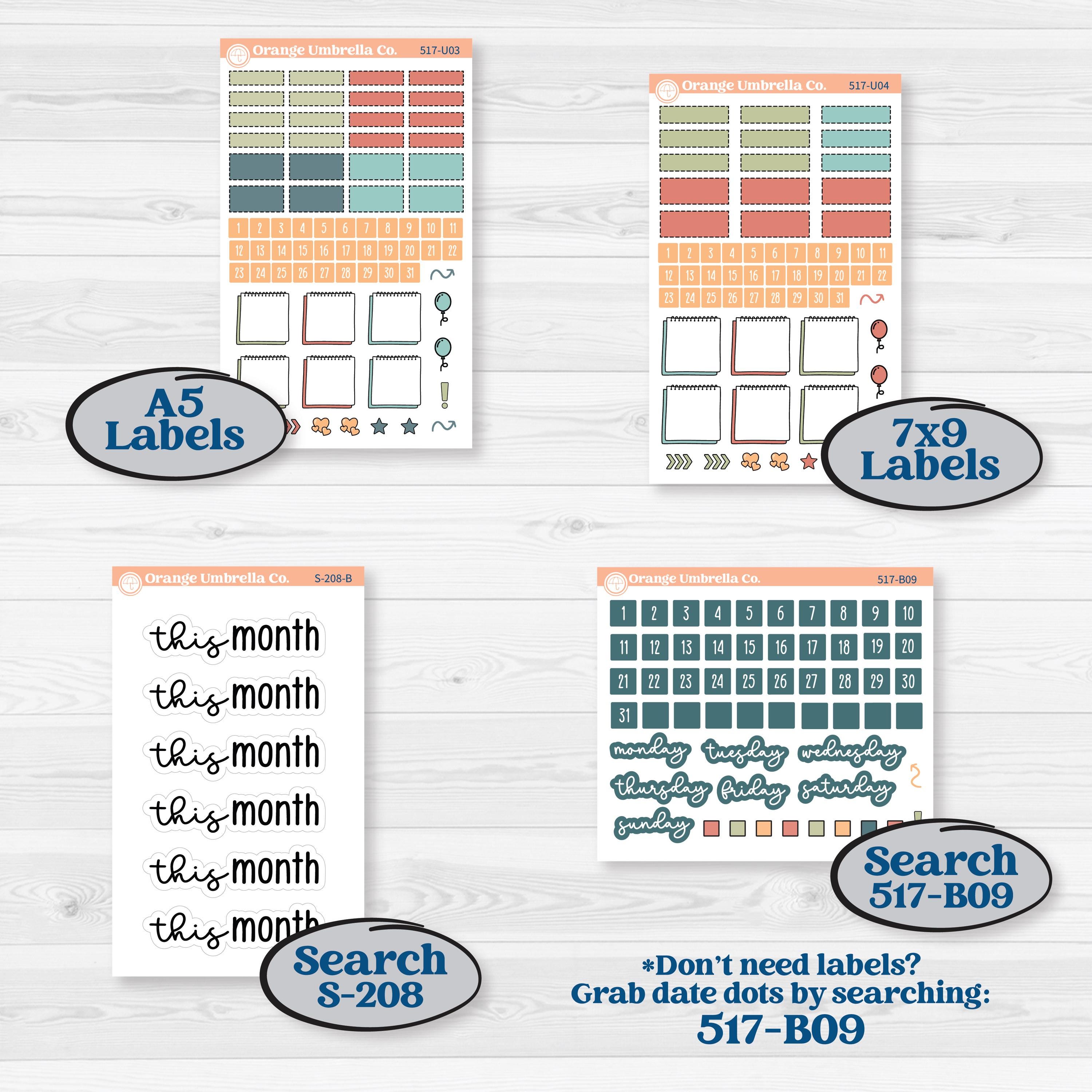 Easter Spring Kit | A5 or 7x9 Create Your Own Monthly Dashboard Universal | Monthly & Reading Log Stickers | Easter Basket | KIT-517-U