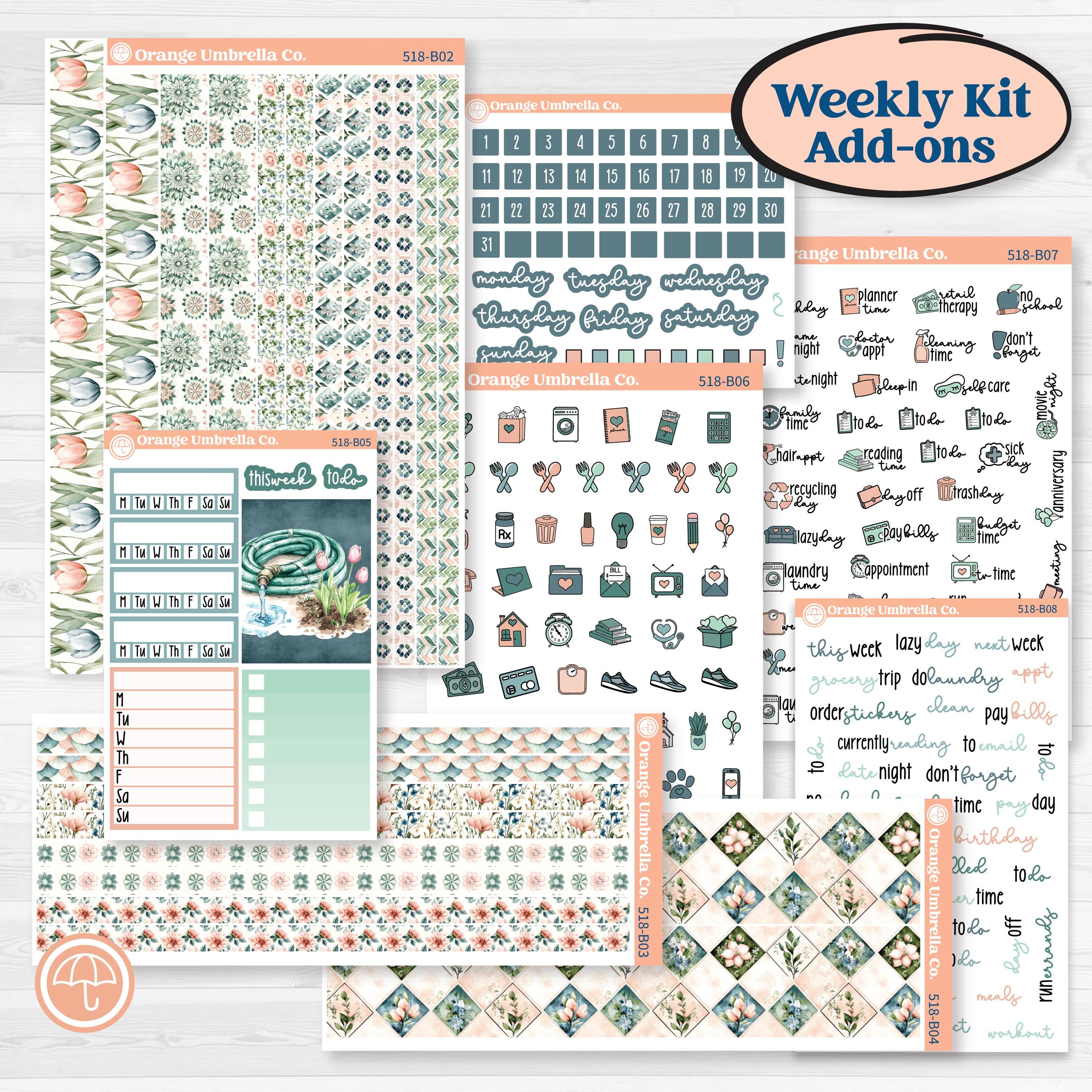 Spring Floral Kit | Weekly Add-On Planner Kit Stickers | Garden Oasis | KIT-518-B