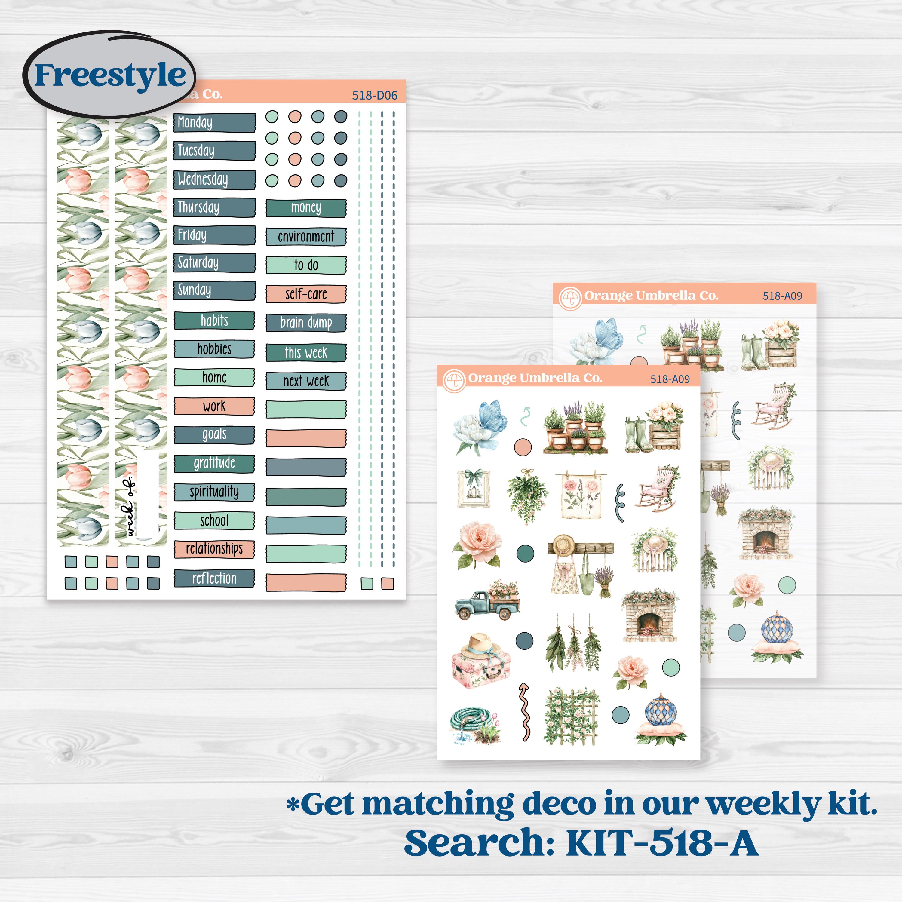 Spring Floral Kit | Journaling or Scrapbooking Kit | Creative Junk Journal Planner Stickers | Garden Oasis | KIT-518-D