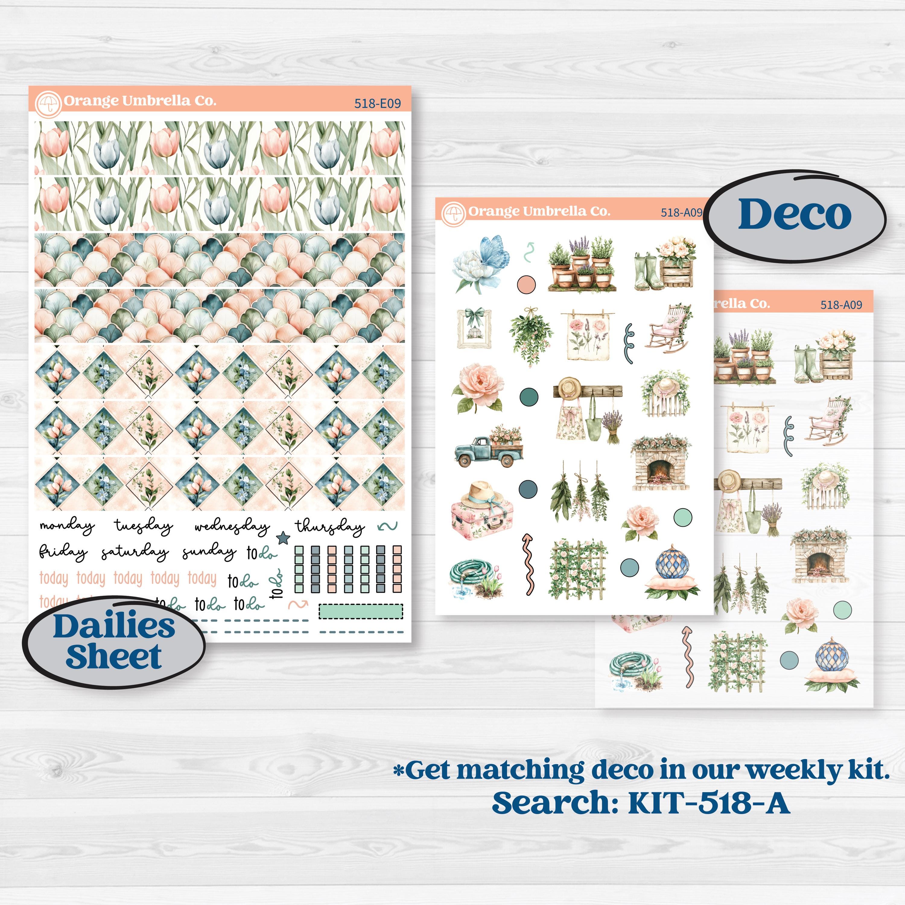 Spring Floral Kit | Hobonichi Cousin Weekly & Daily Planner Kit Stickers | Garden Oasis | KIT-518-E