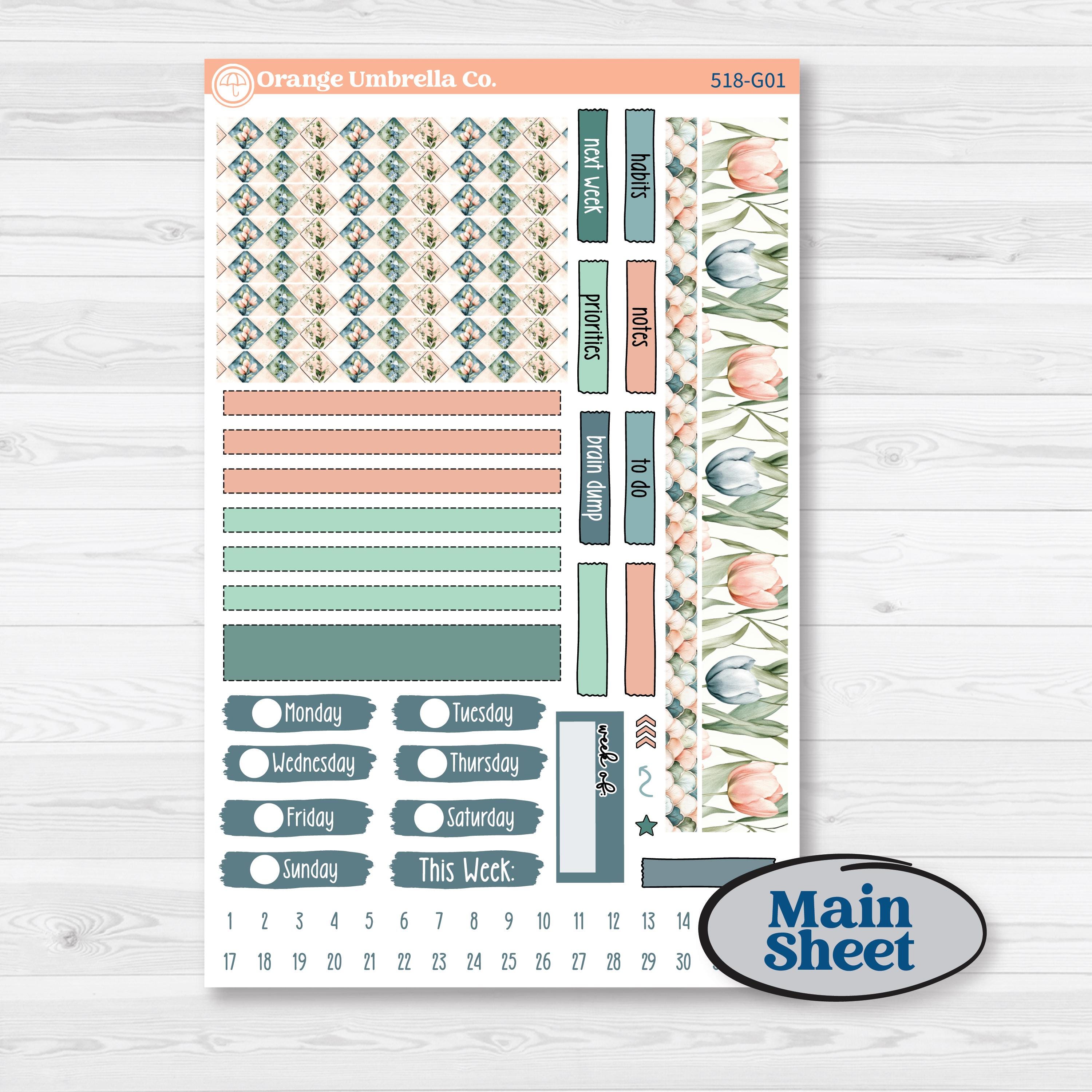 Spring Floral Kit | Erin Condren Weekly Dashboard Planner Kit Stickers | Garden Oasis | KIT-518-G