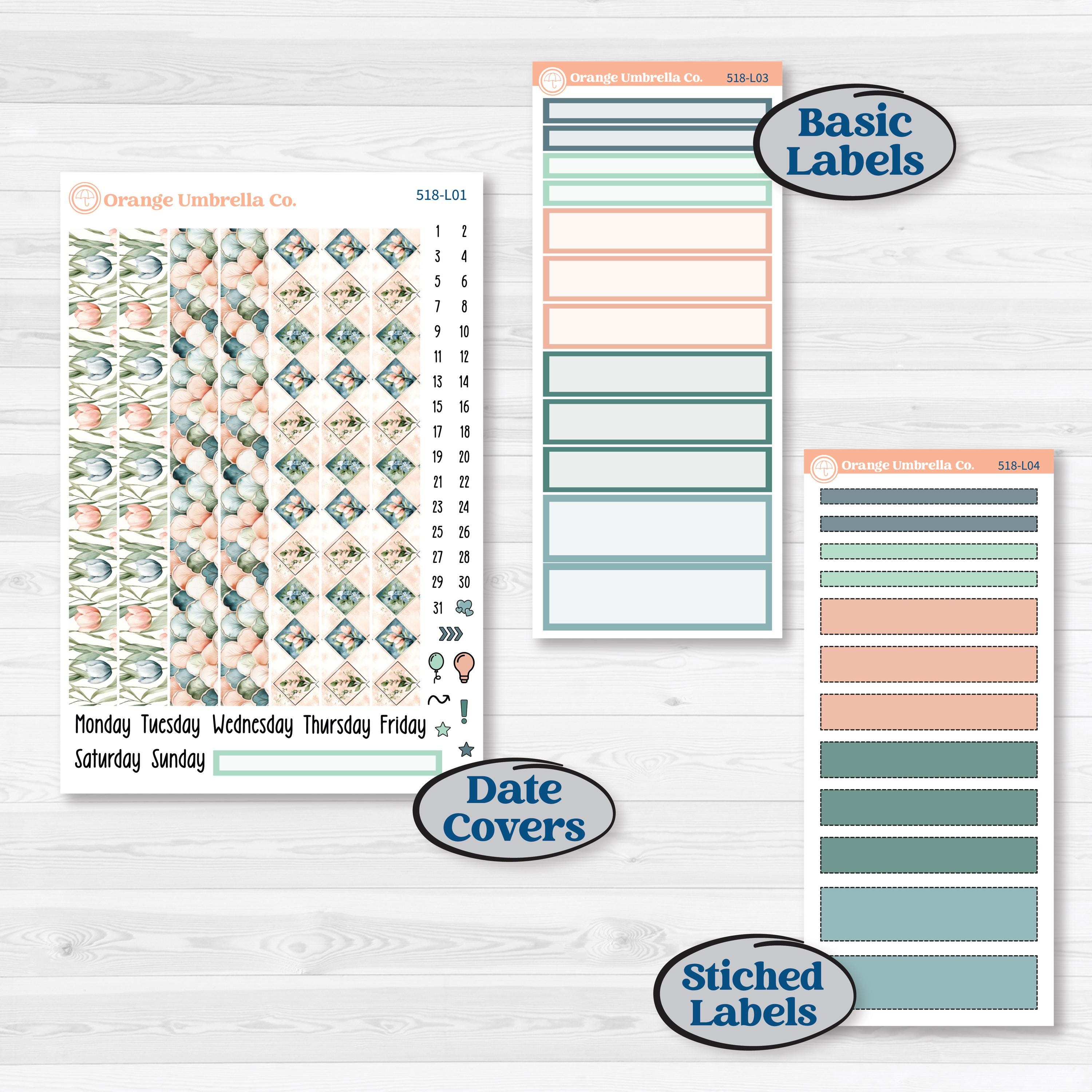 Spring Floral Kit | 7x9 Plum Daily Planner Kit Stickers | Garden Oasis | KIT-518-L