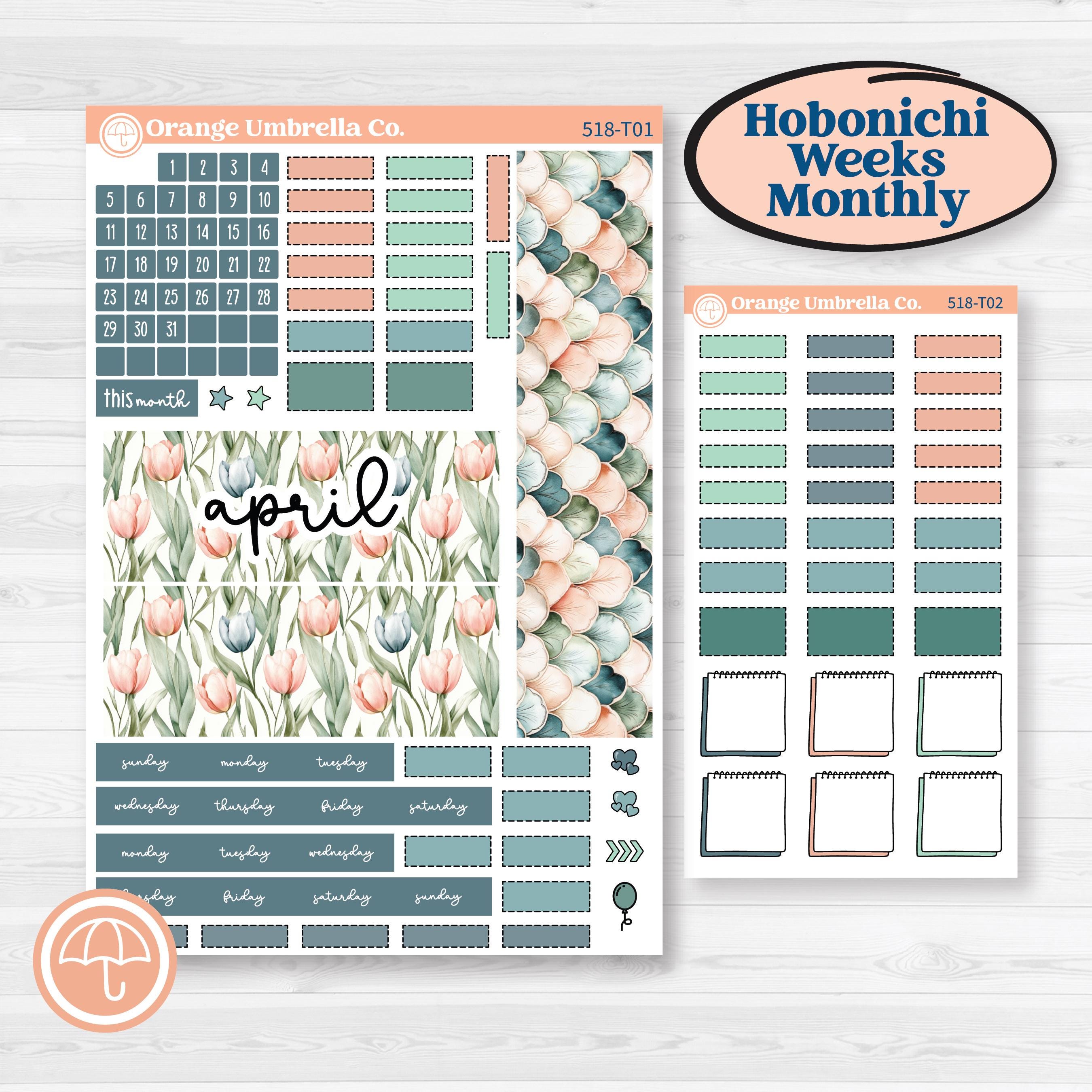 Spring Floral Kit | Hobonichi Weeks Monthly Planner Kit Stickers | Garden Oasis | KIT-518-T